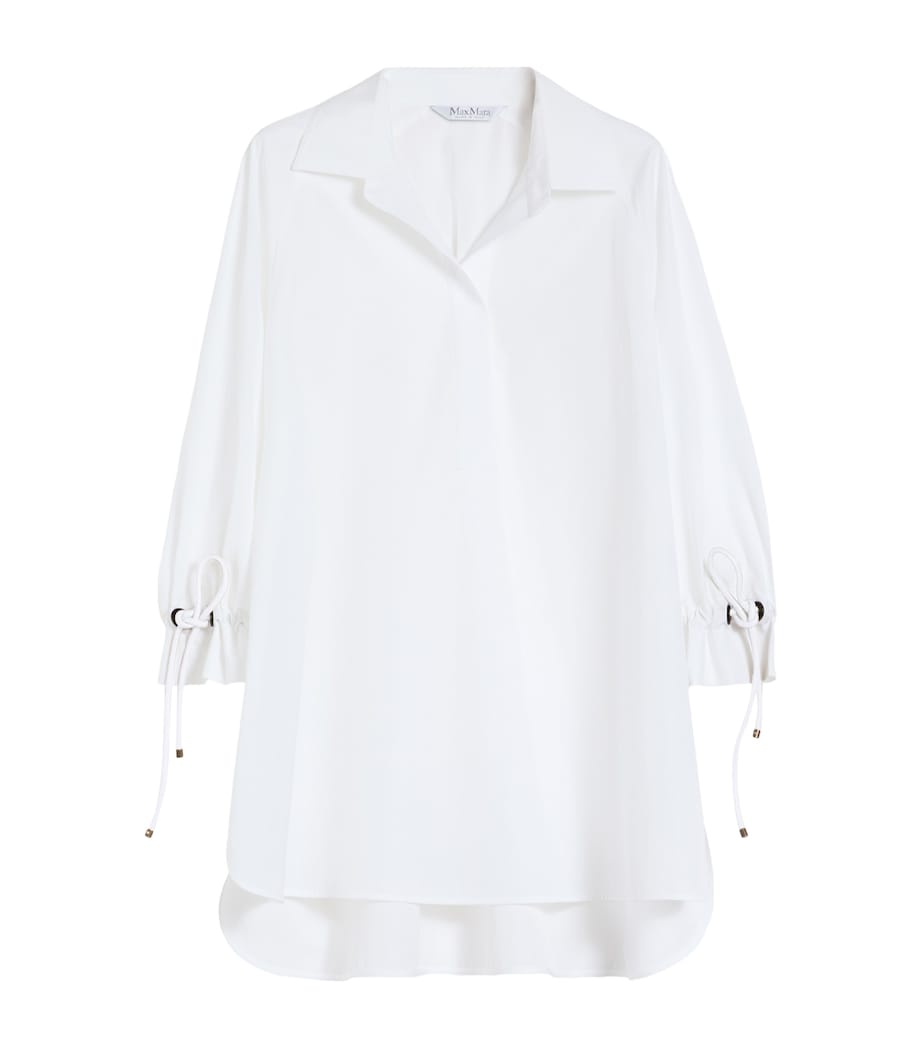 Max Mara Womens Cotton Poplin Drawstring Blouse Optical White Image 1