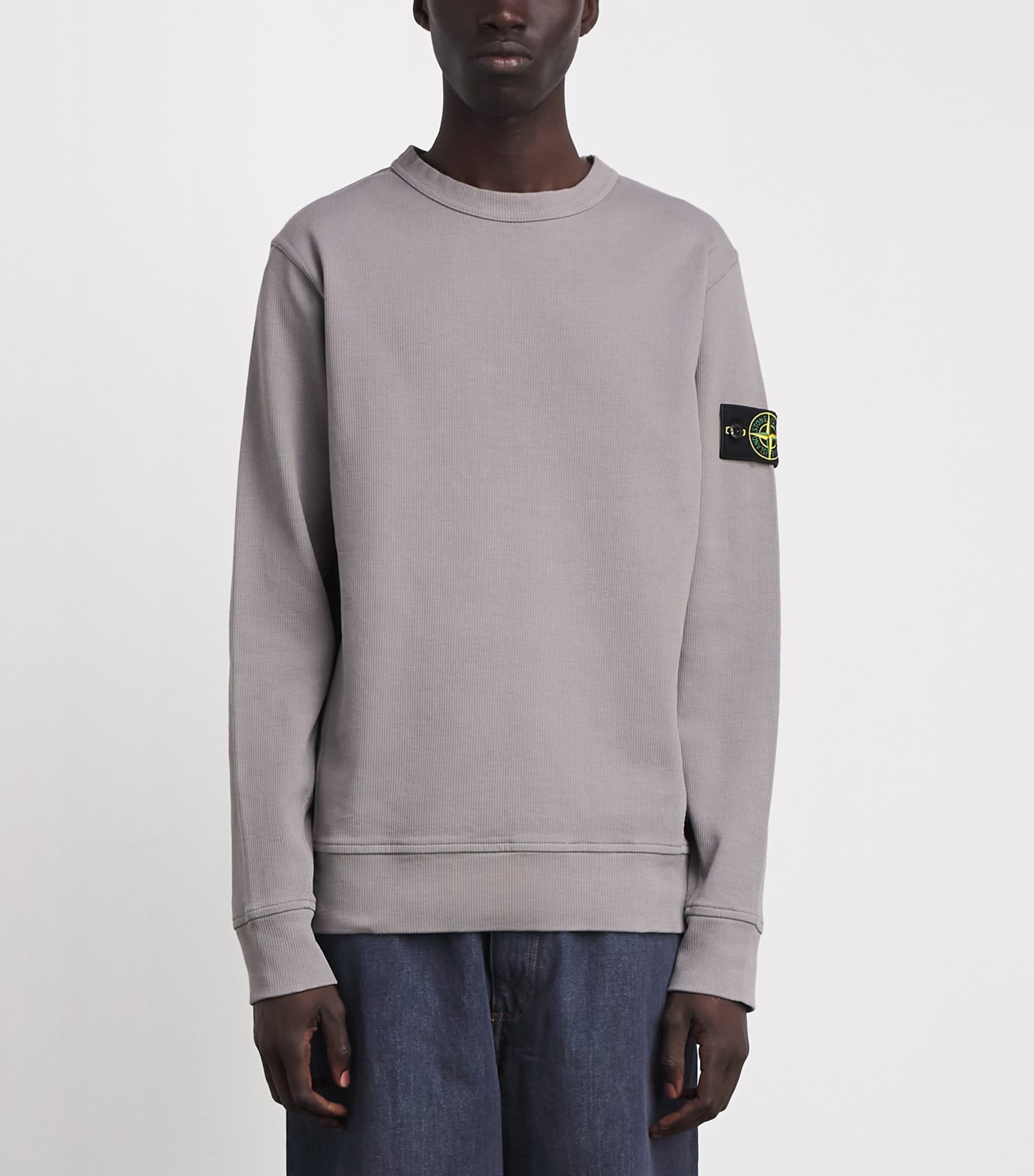 Stone Island Mens Cotton Rib-Knit Compass Sweatshirt Image 4