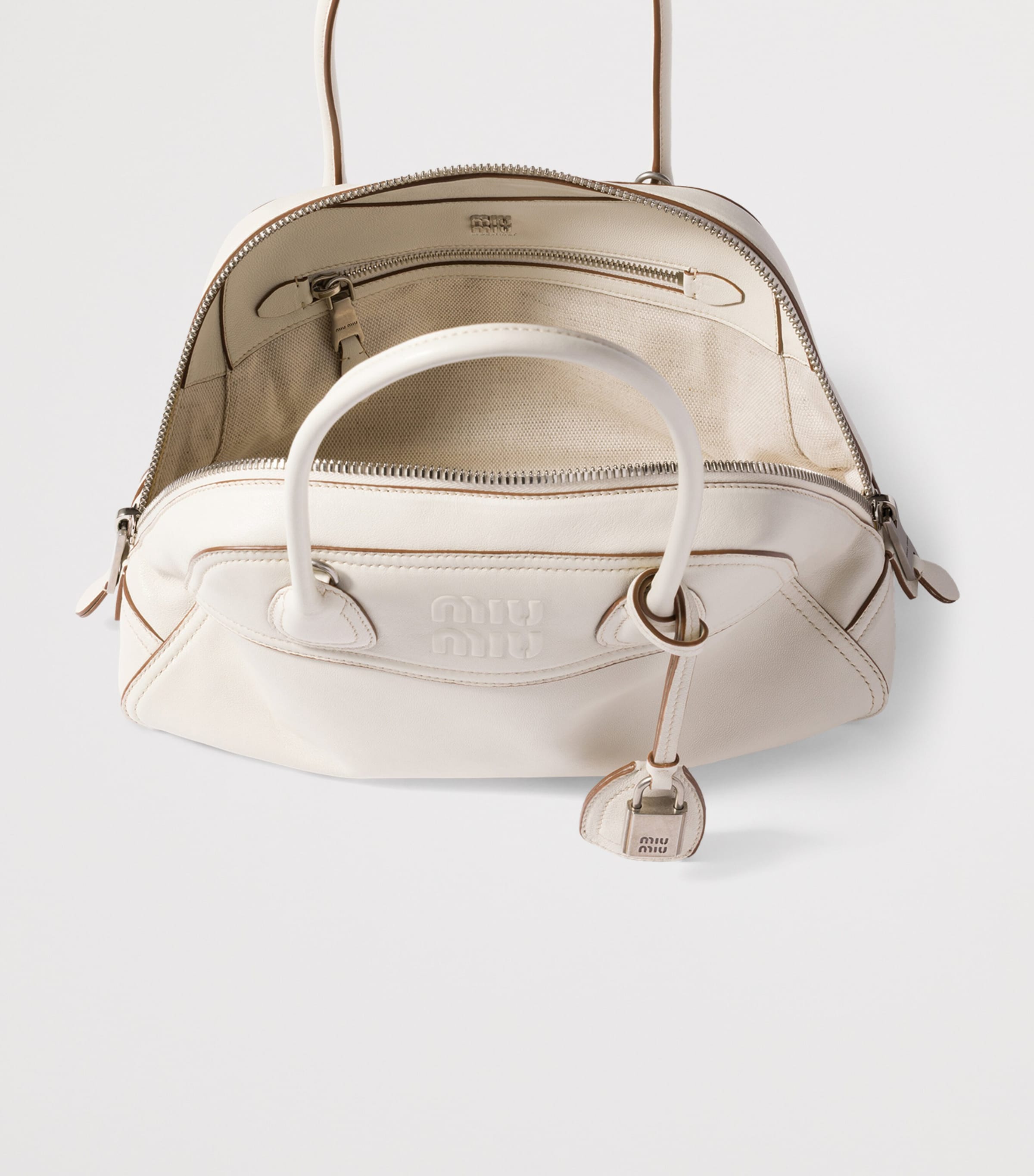 Miu Miu Nappa Leather Vivant Top-Handle Bag Neutral Image 5