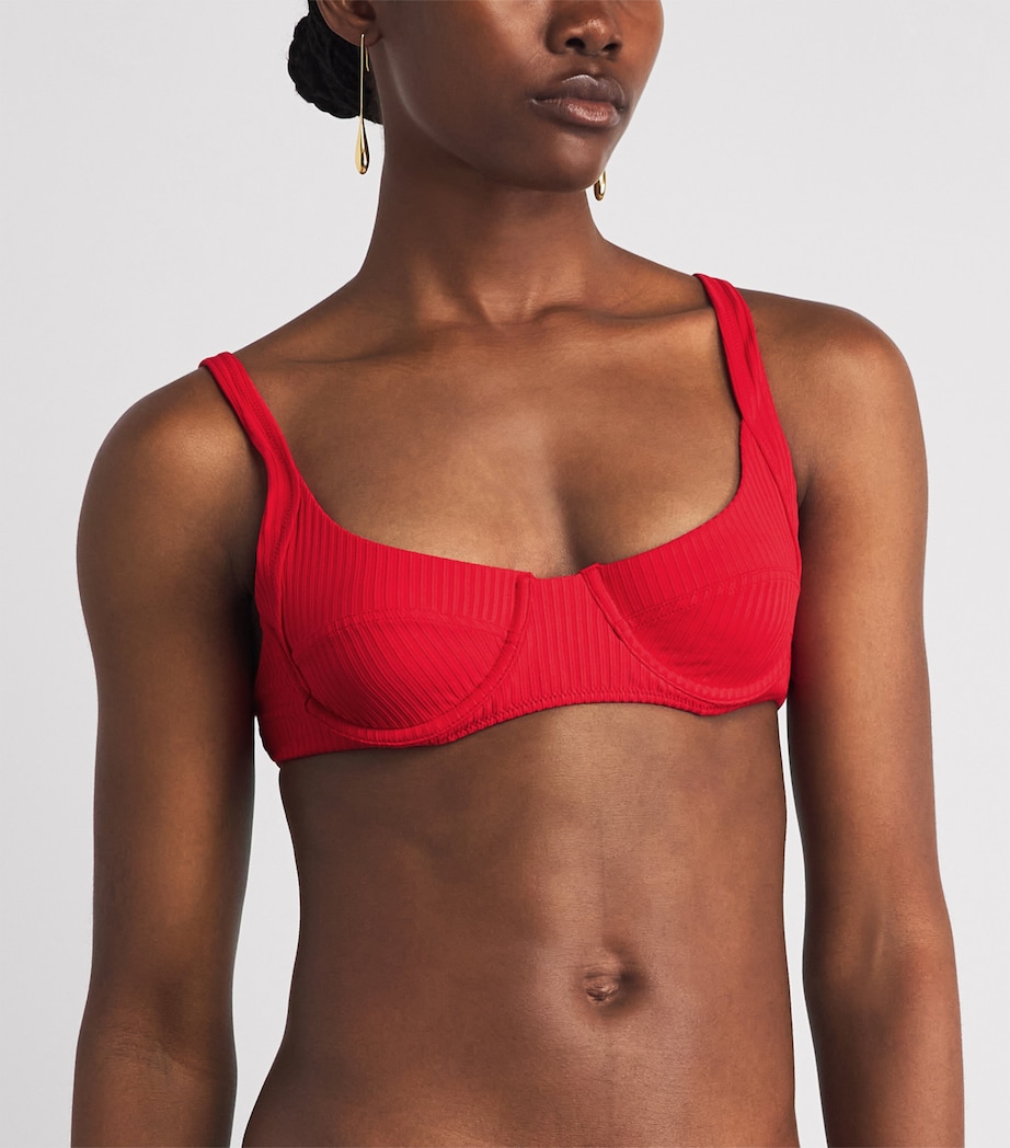 Melissa Odabash Womens Noto Bikini Top Red Ribbed Image 2
