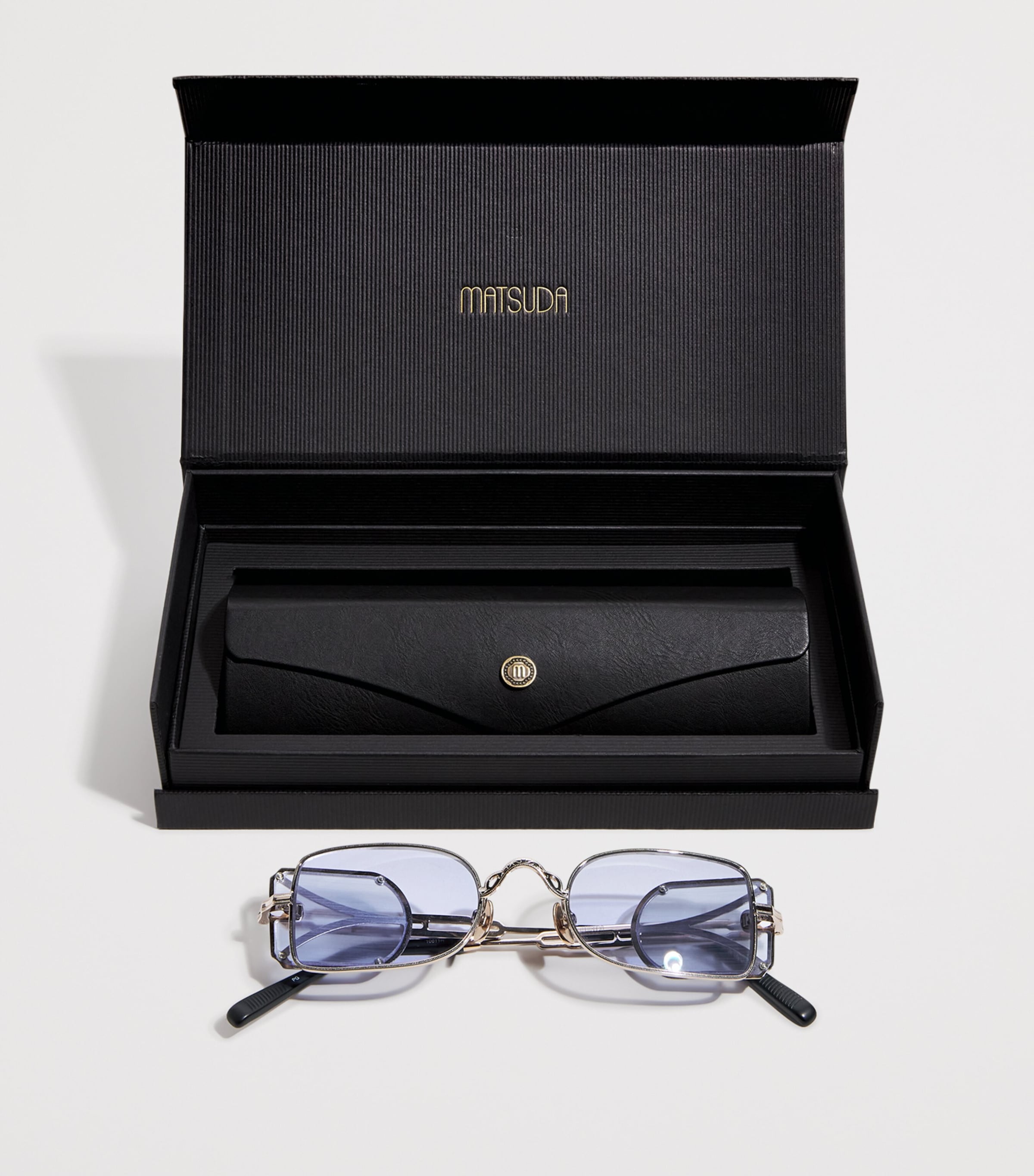 Matsuda 10611H Square Sunglasses Pale Gold Café Blue Image 4