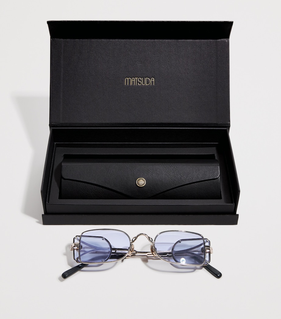 Matsuda 10611H Square Sunglasses Pale Gold Café Blue Image 4