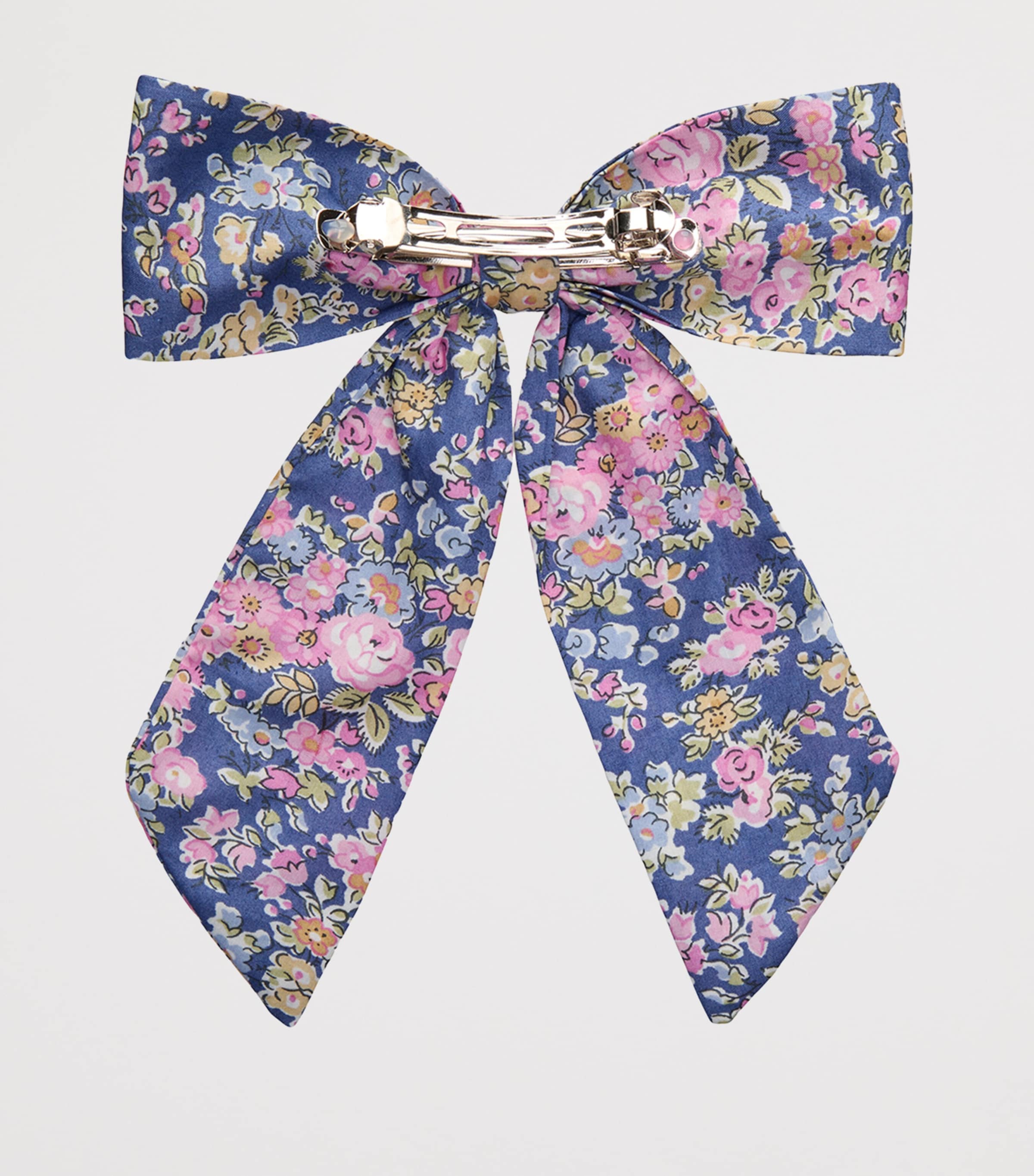 Trotters Cotton Floral Bow Hair Clip Cornflower Image 2