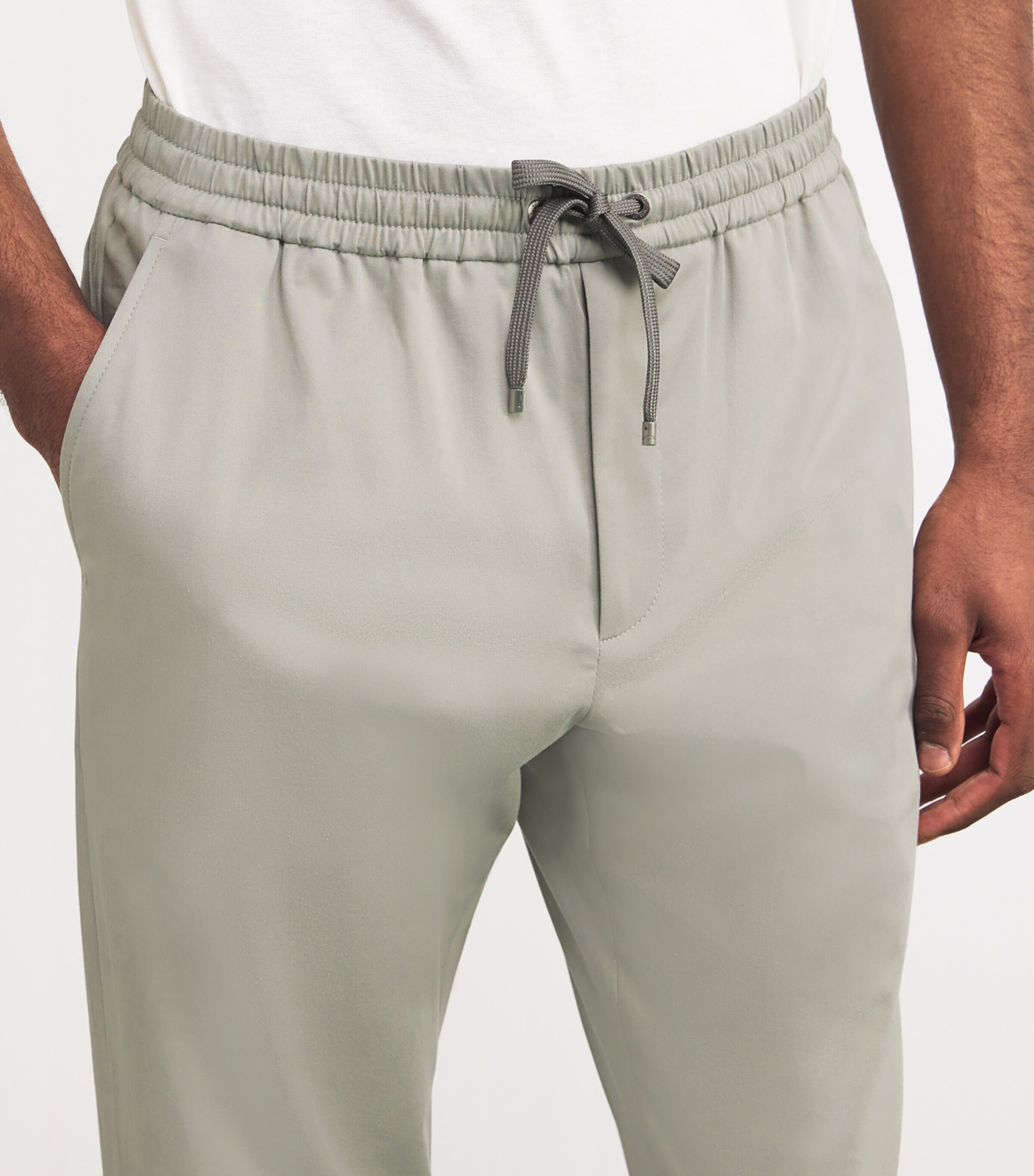 Cotton-Stretch Drawstring Trousers E36 SAGE Image 6