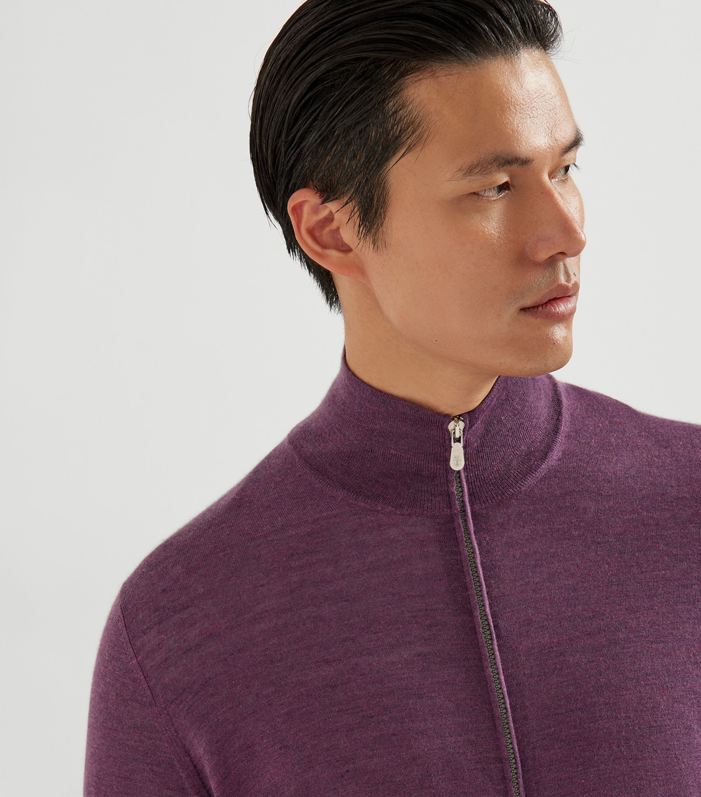 Cashmere-Silk-Linen Zip-Up Cardigan CHL69 Image 6