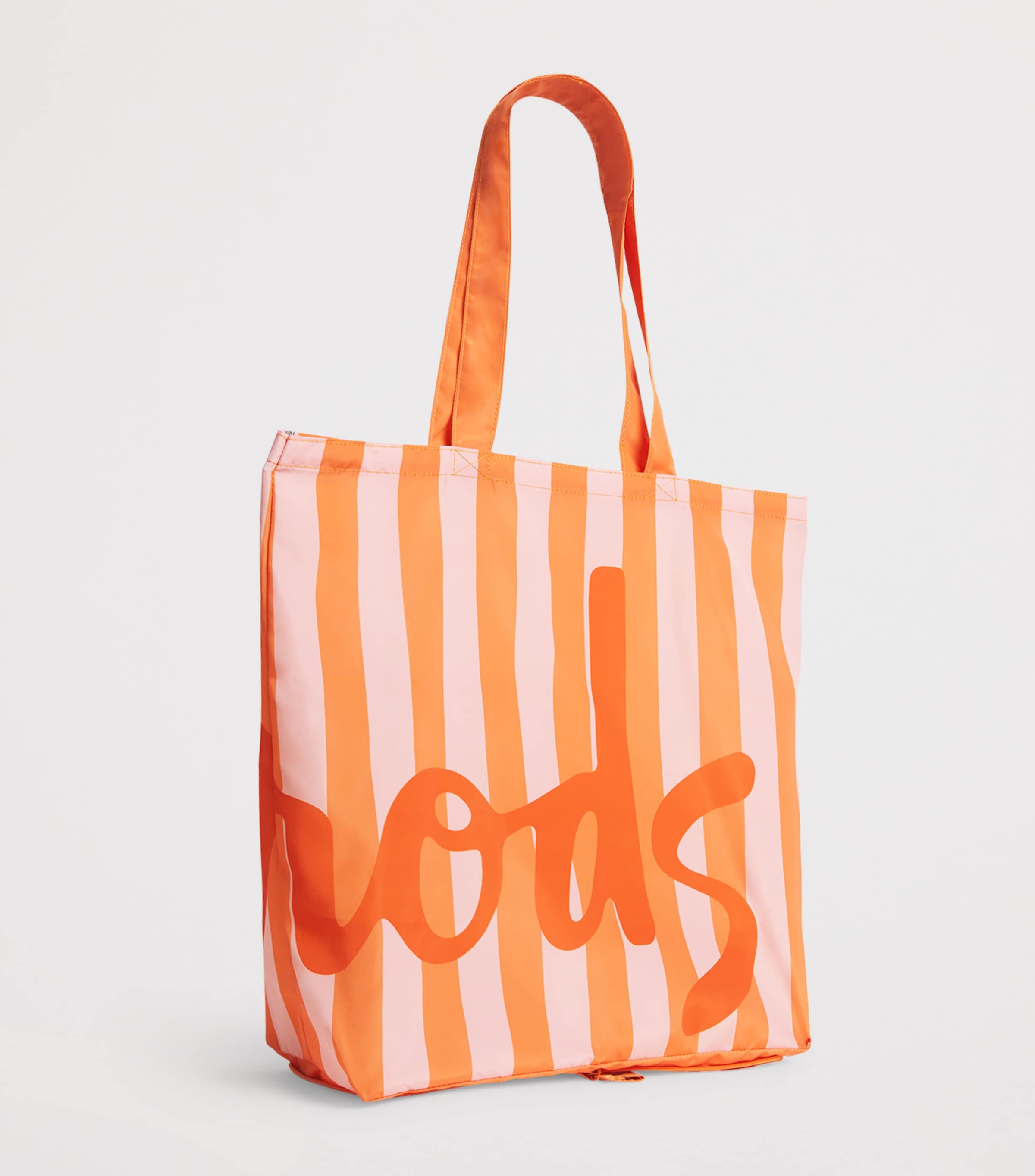 Harrods Logo Pocket Shopper Bag Orange Image 2