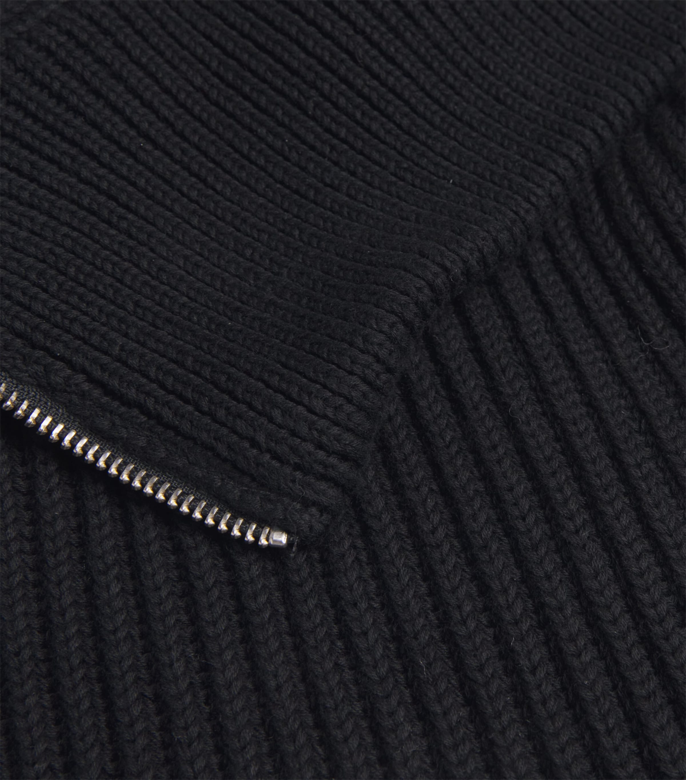 Rib-Knit Zip-Up Cardigan 900 - BLACK Image 5