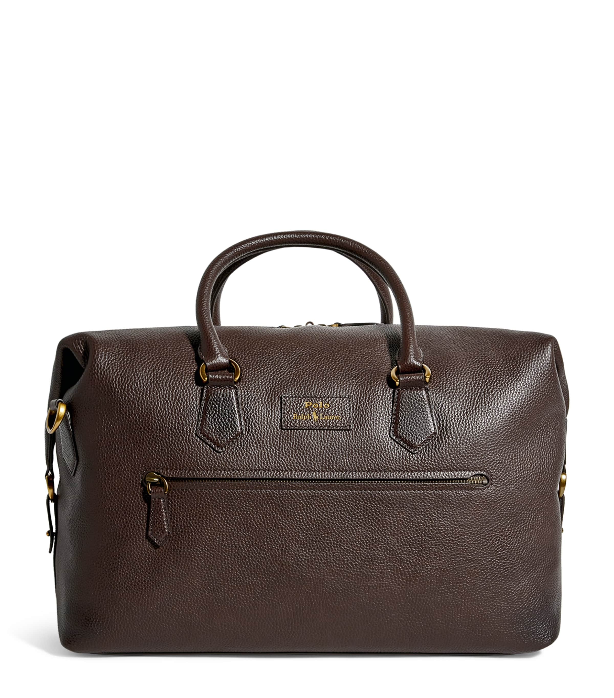 Polo Ralph Lauren Brown Grained Leather Duffle Bag | Harrods US