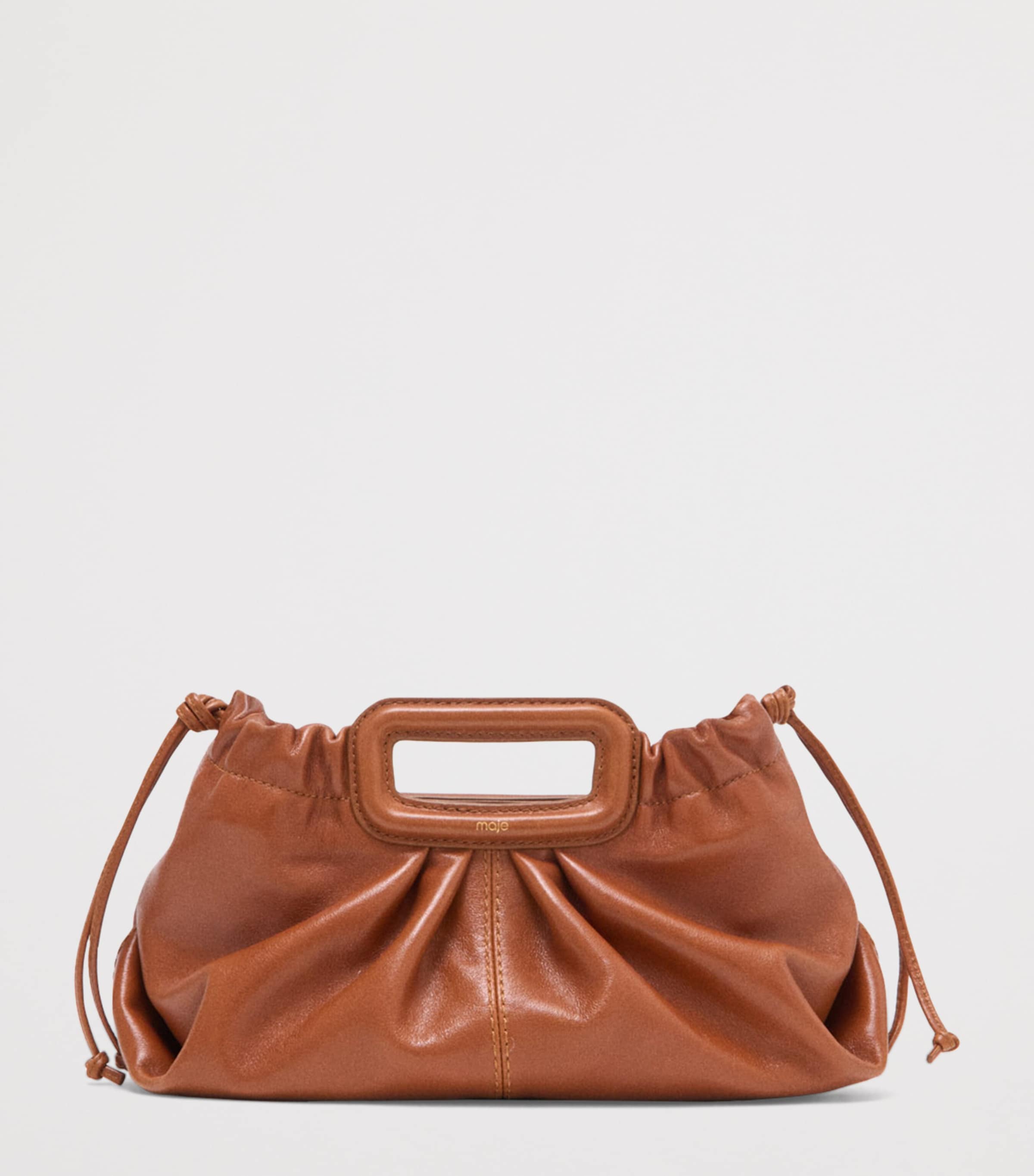 Maje Leather Milpli Clutch Bag Tobacco Image 2