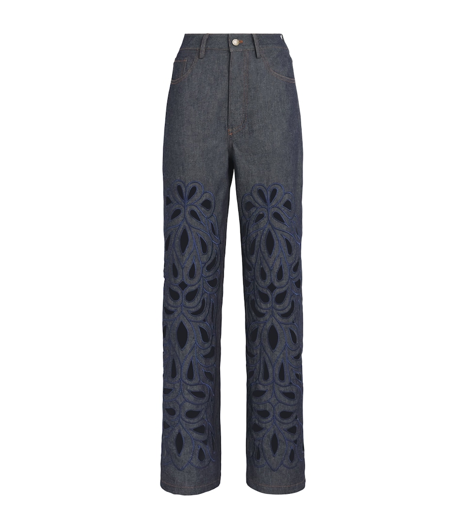 Christie Brown Laser-Cut Wide-Leg Jeans Nvb