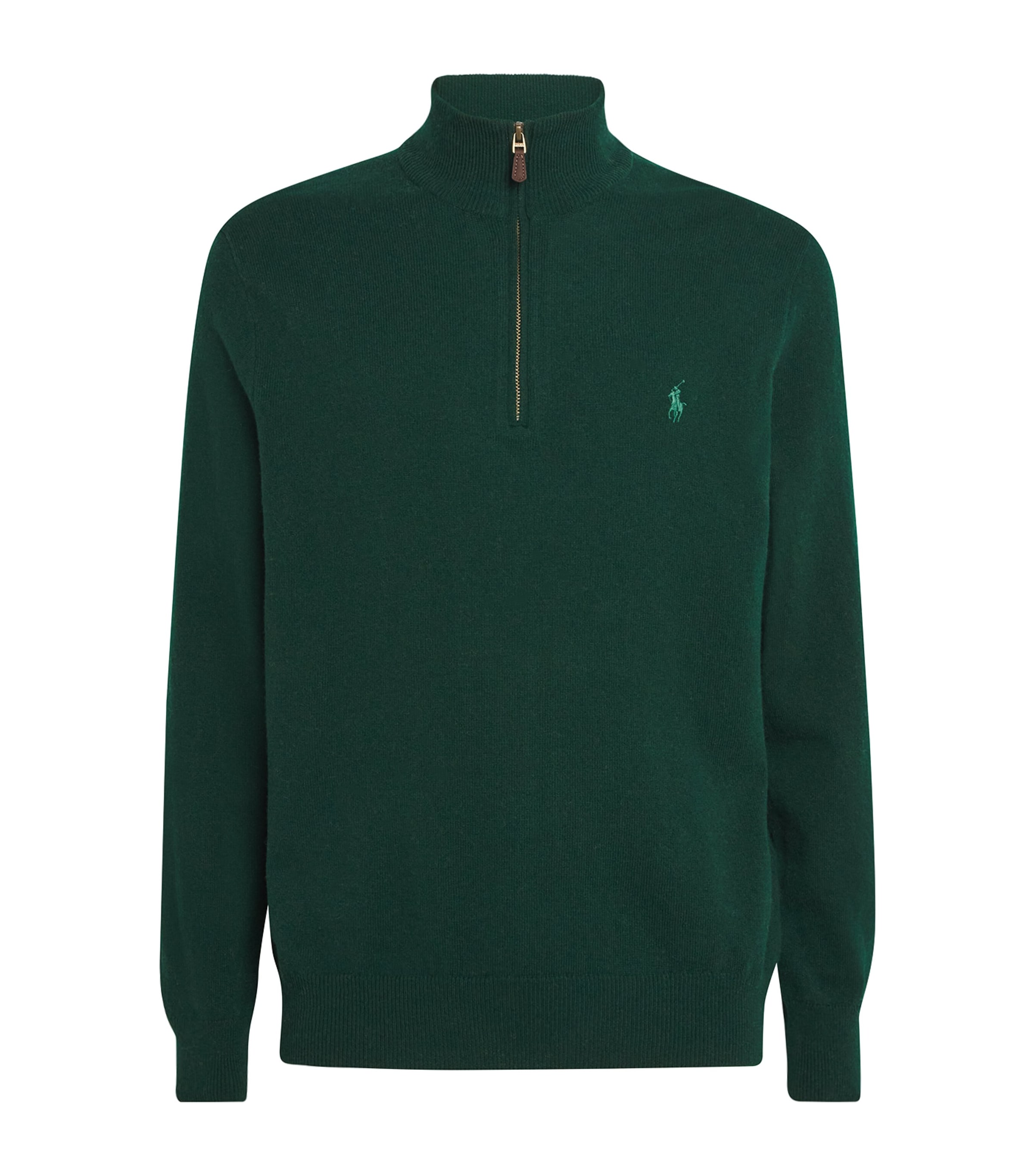 Polo Ralph Lauren Wool Quarter-zip Sweater In Green