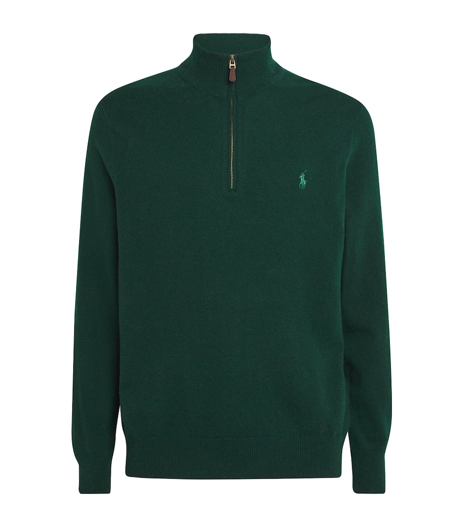 Wool Quarter-Zip Sweater GREEN Image 1