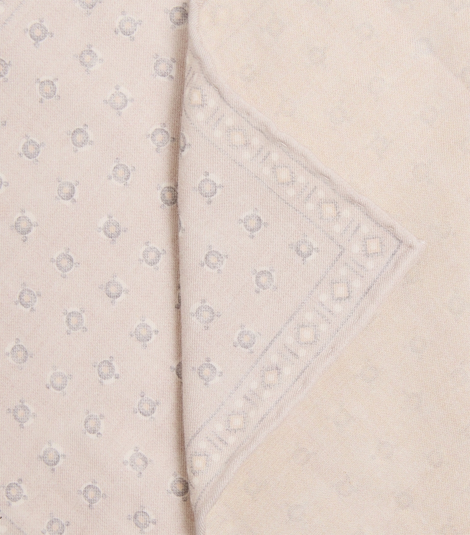 Eleventy Wool-Cotton Pocket Square Sabbia, Grigio Image 3