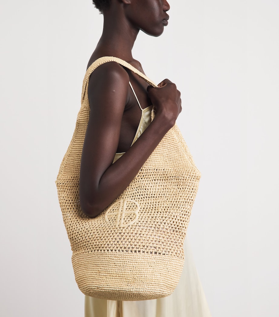 ANINE BING Raffia Logo Leah Shopper Bag Beige Image 4