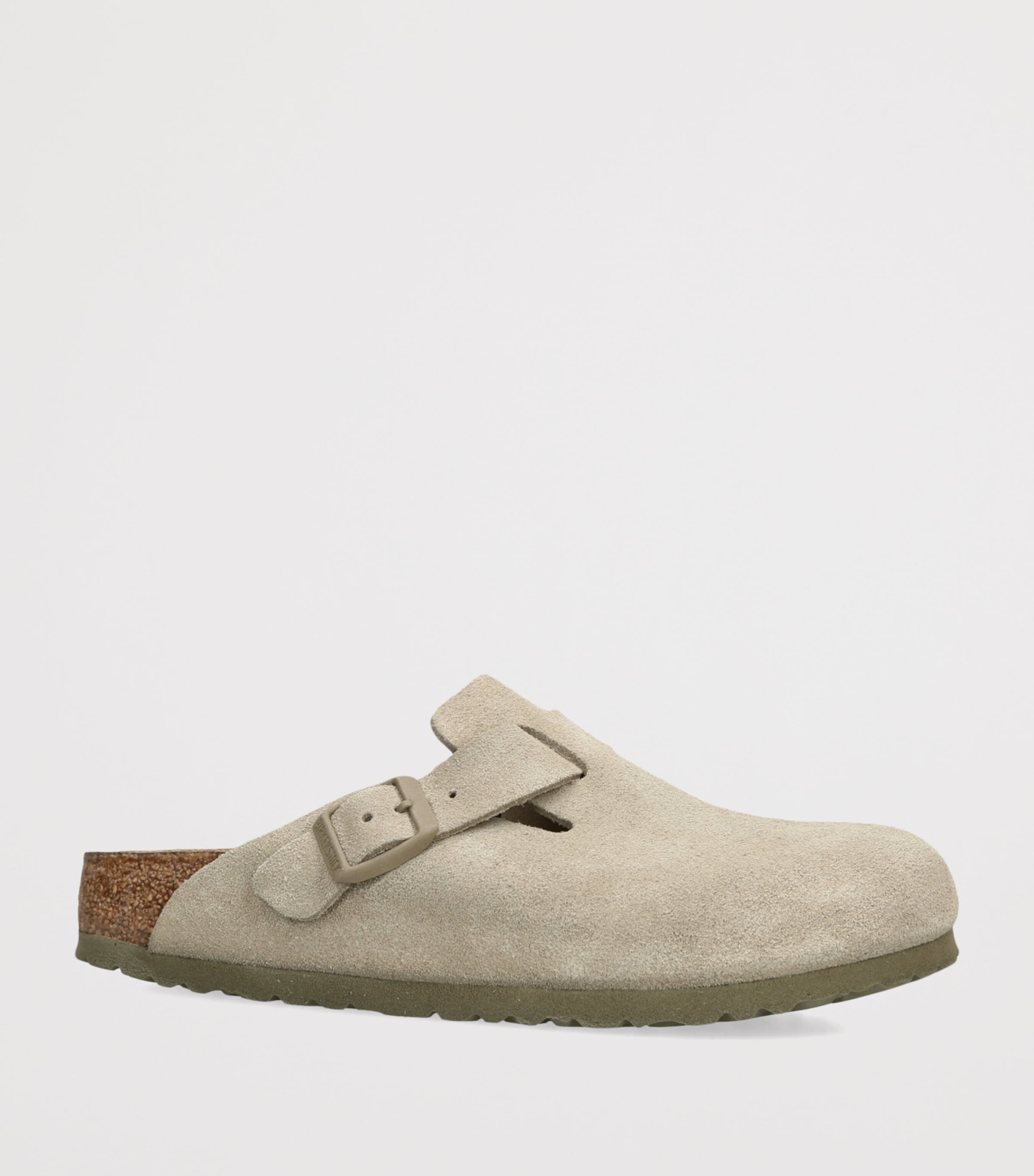 Birkenstock Suede Boston Clogs (Narrow Fit) Khaki Image 3