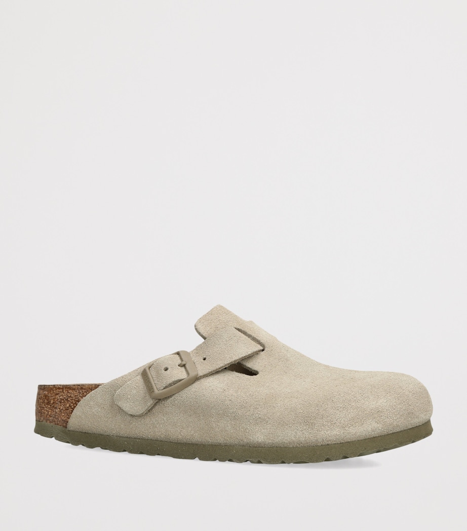 Birkenstock Suede Boston Clogs (Narrow Fit) Khaki Image 3