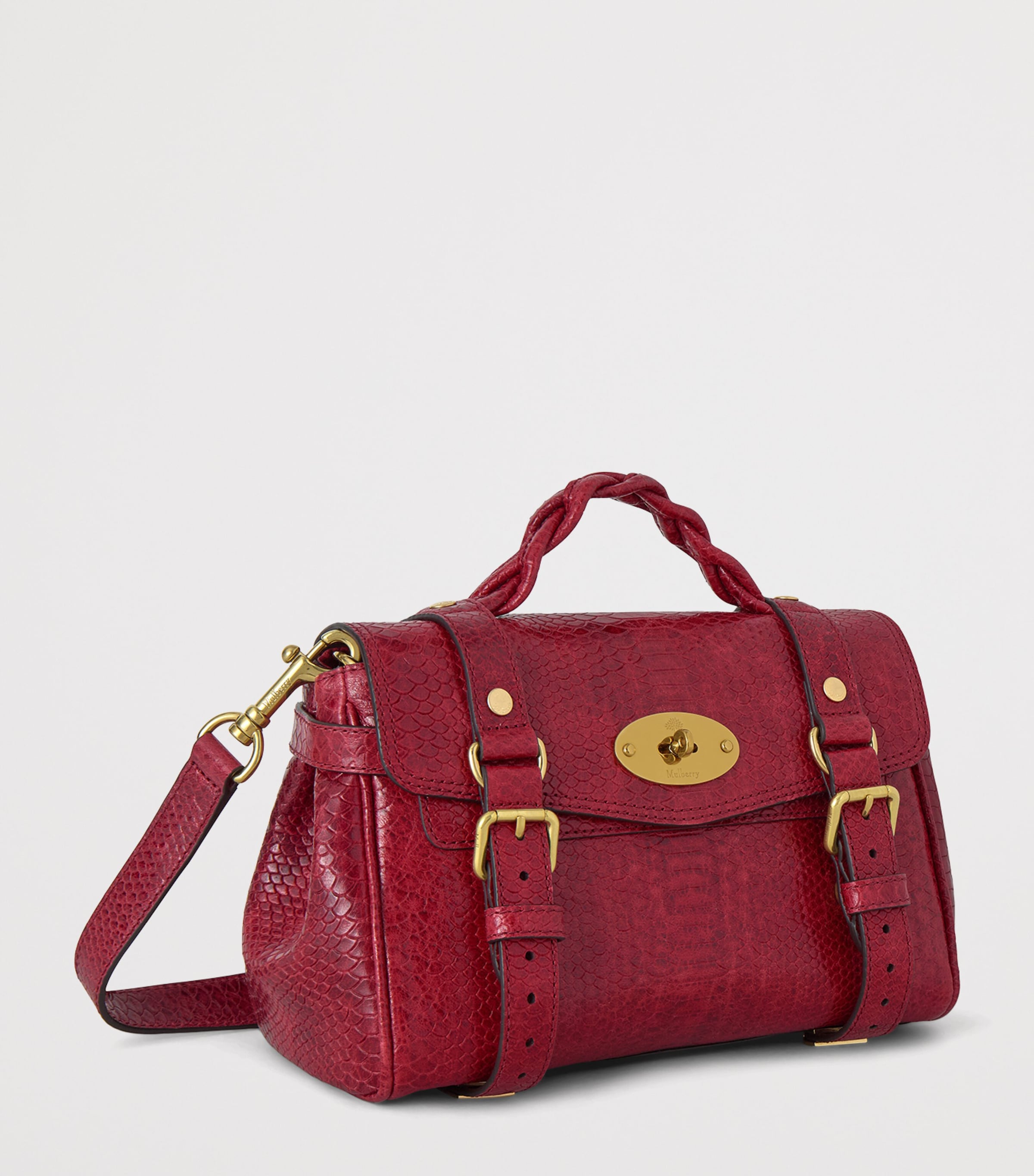Mulberry Mini Leather Snake Print Alexa Cross-Body Bag Apple Red Image 3