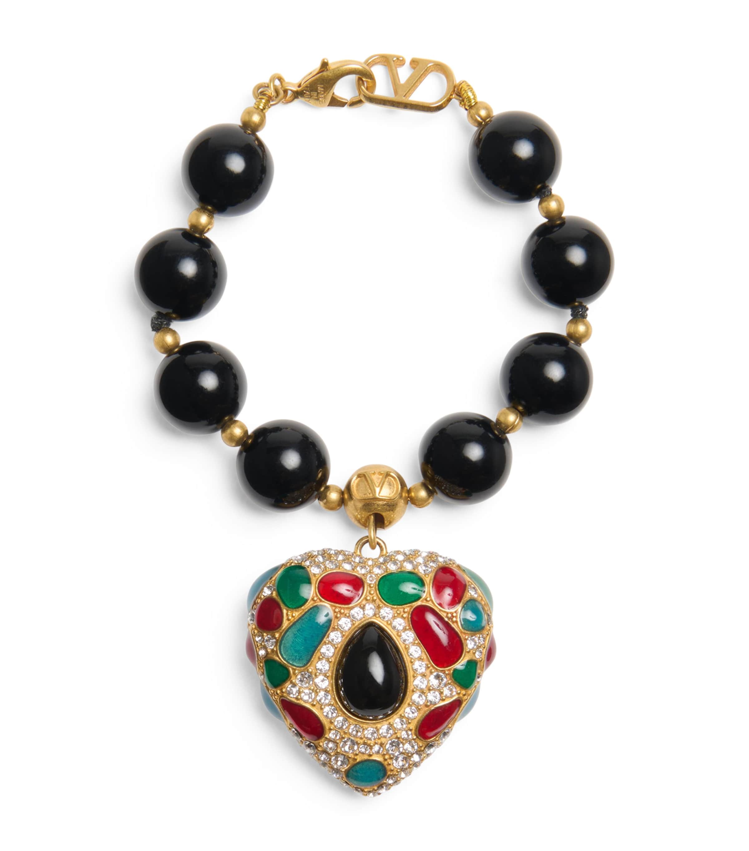 Valentino Crystal-embellished Coeur Royal Bracelet In Black