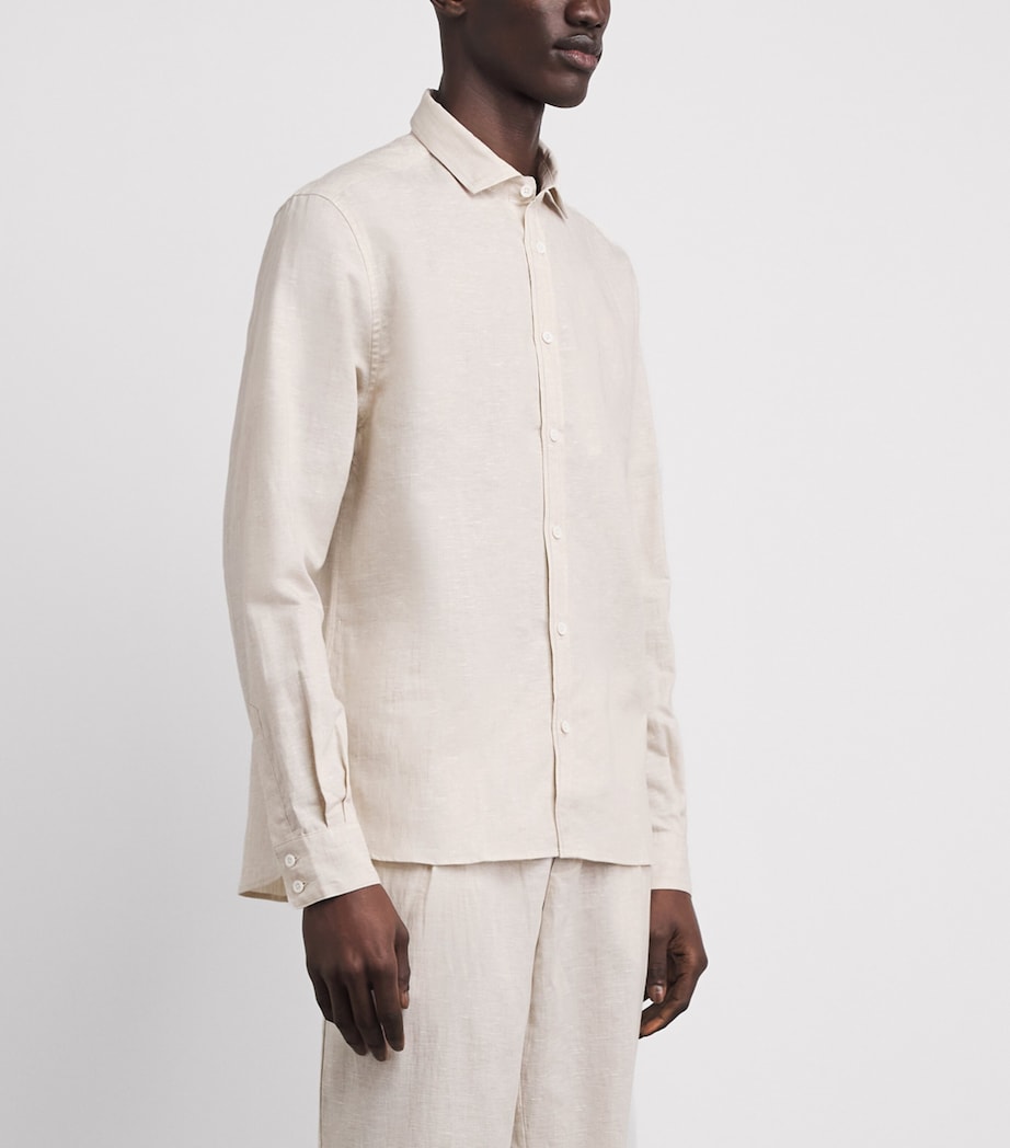 Zimmerli Mens Linen-Cotton Shirt Beige Image 4