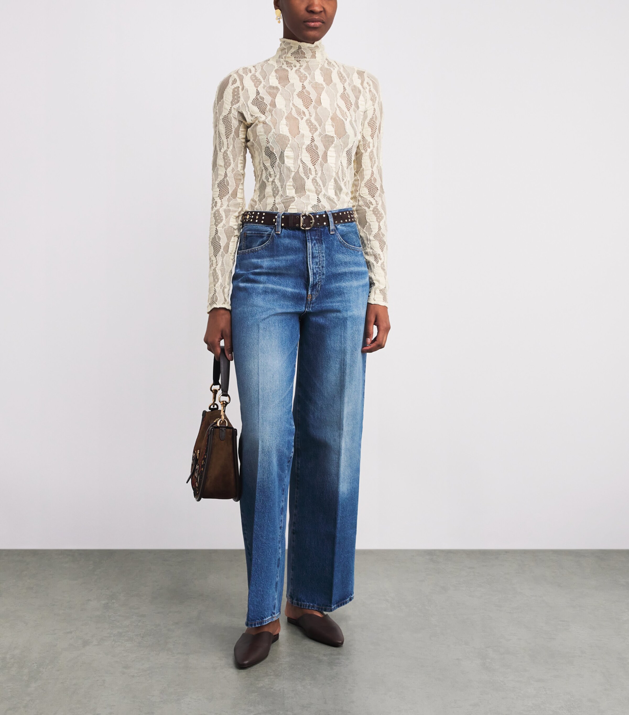 Cotton-Blend Long-Sleeve Ulyssa Top COWRIE Image 2