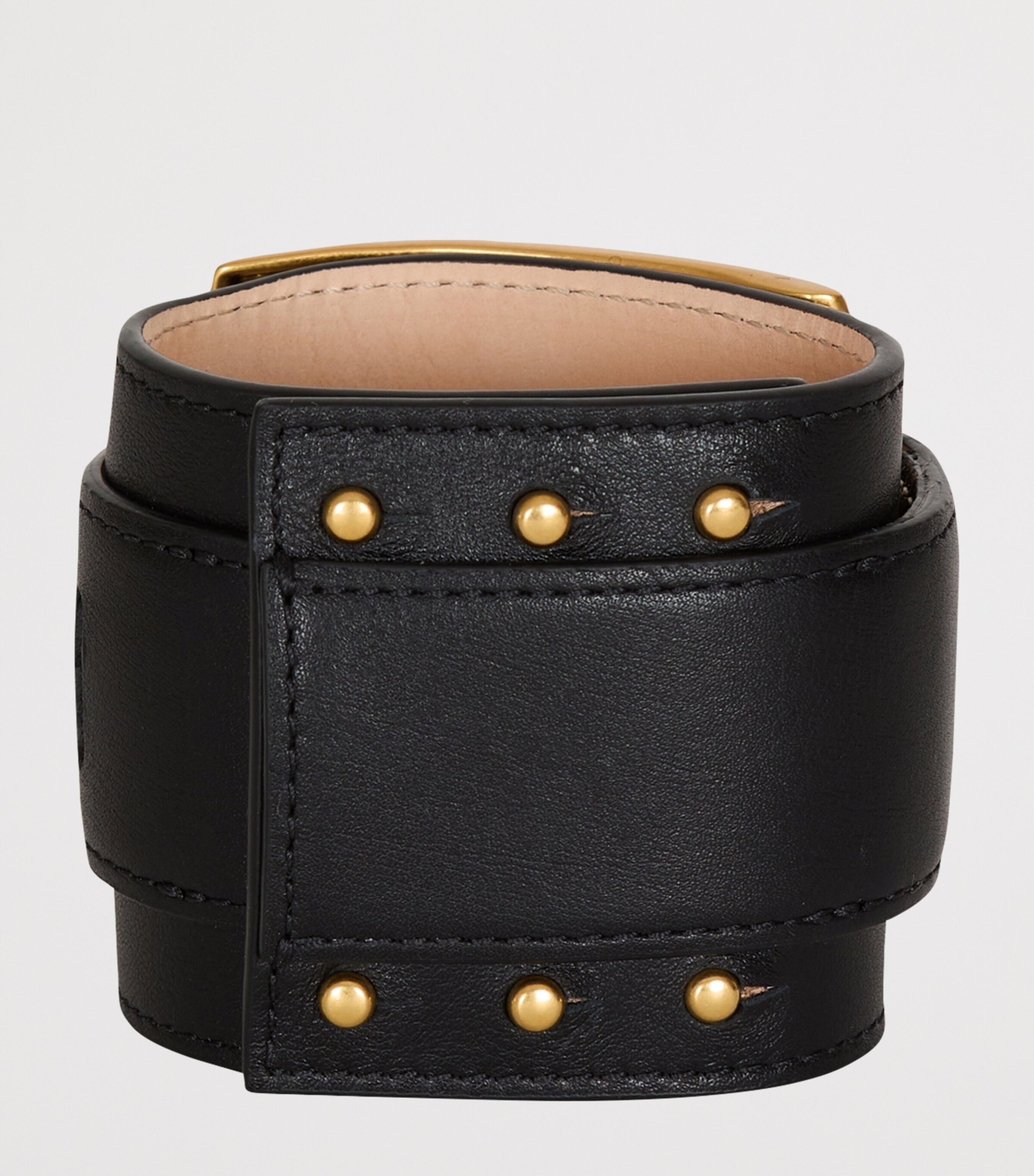 Balmain Leather Anthem Bracelet Enj Noir/oro Image 4