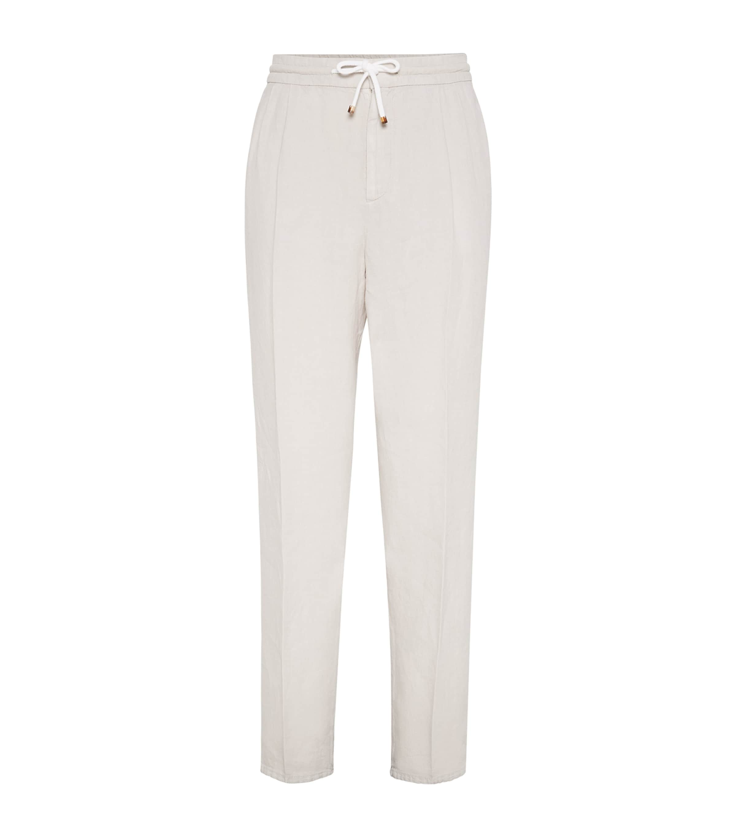 Brunello Cucinelli Leisure Fit Trousers With Drawstring In Beige