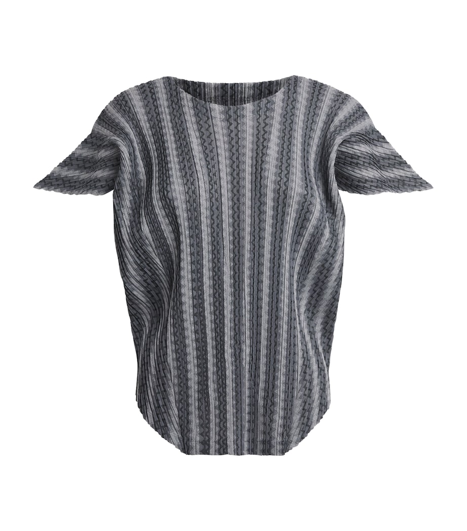 Pleats Please Issey Miyake Womens Cotton-Blend Zigzag Top Grey Image 1