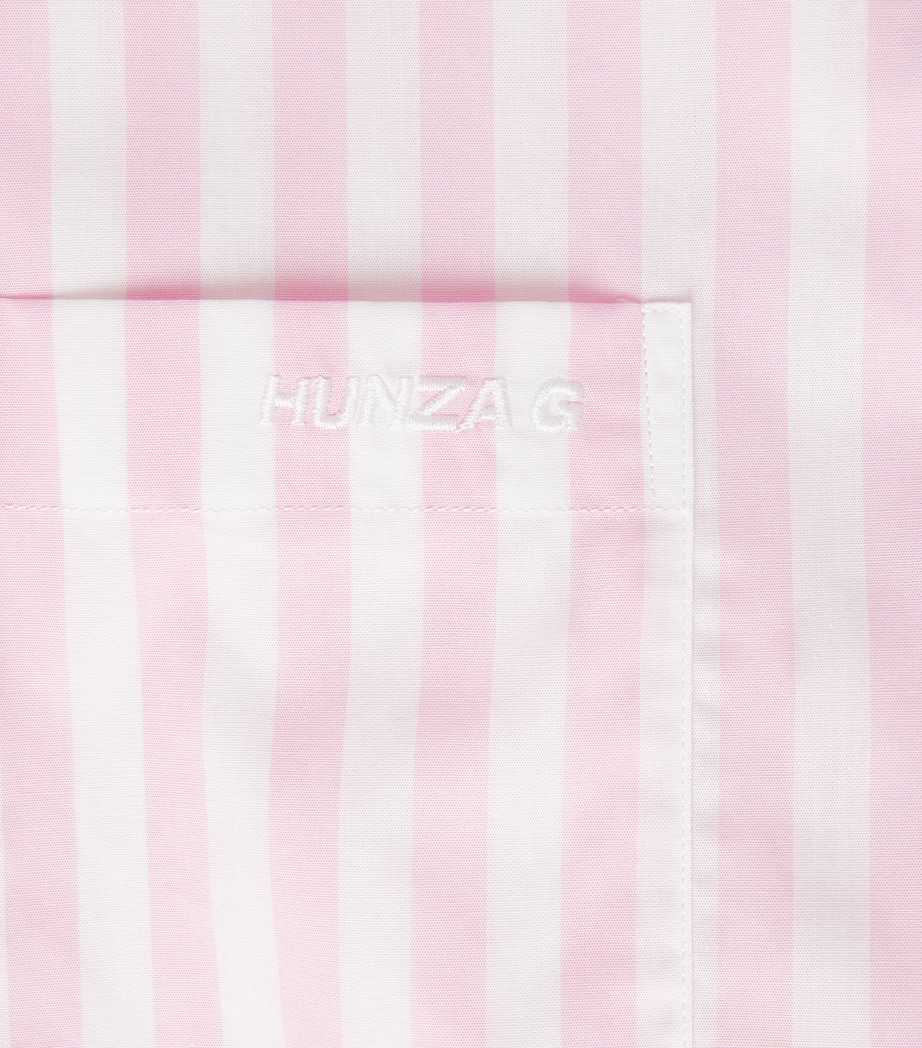 Hunza G Womens Cotton Stripe Cabana Shirt Pink Image 6