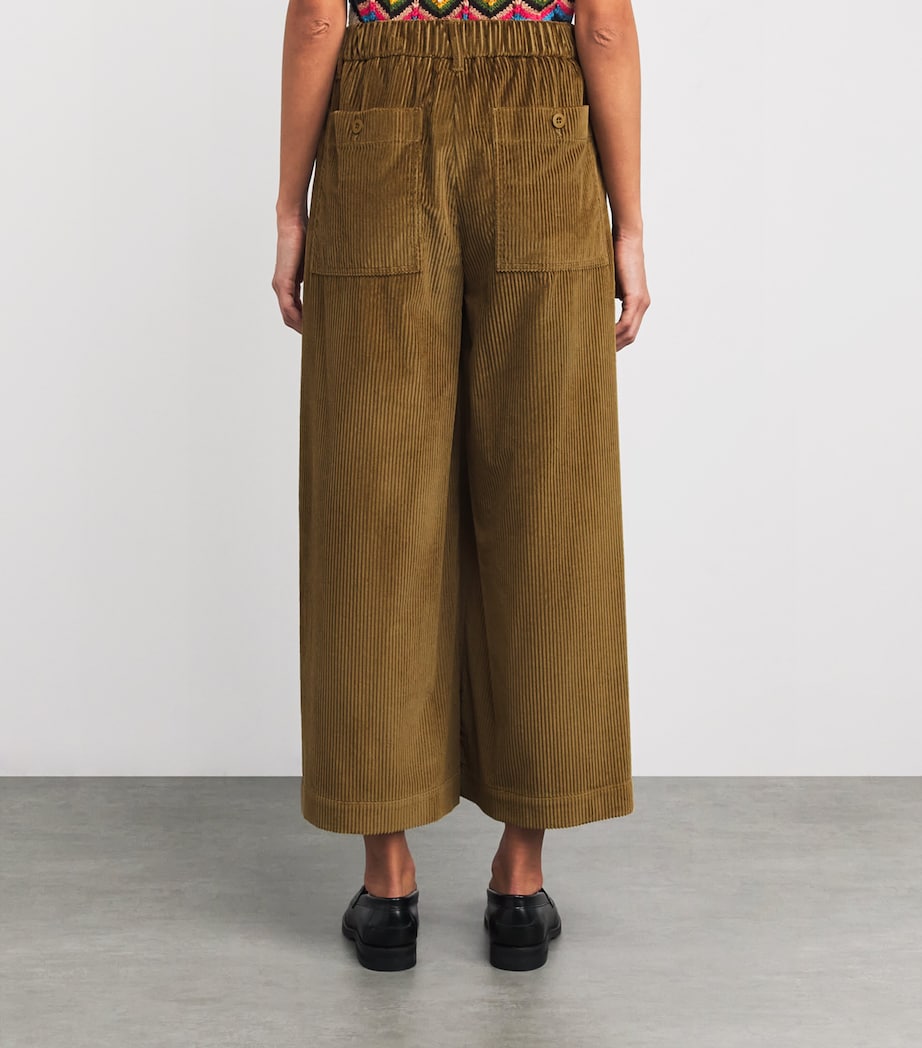 Corduroy Wide-Leg Trousers OLIVE GREEN Image 4