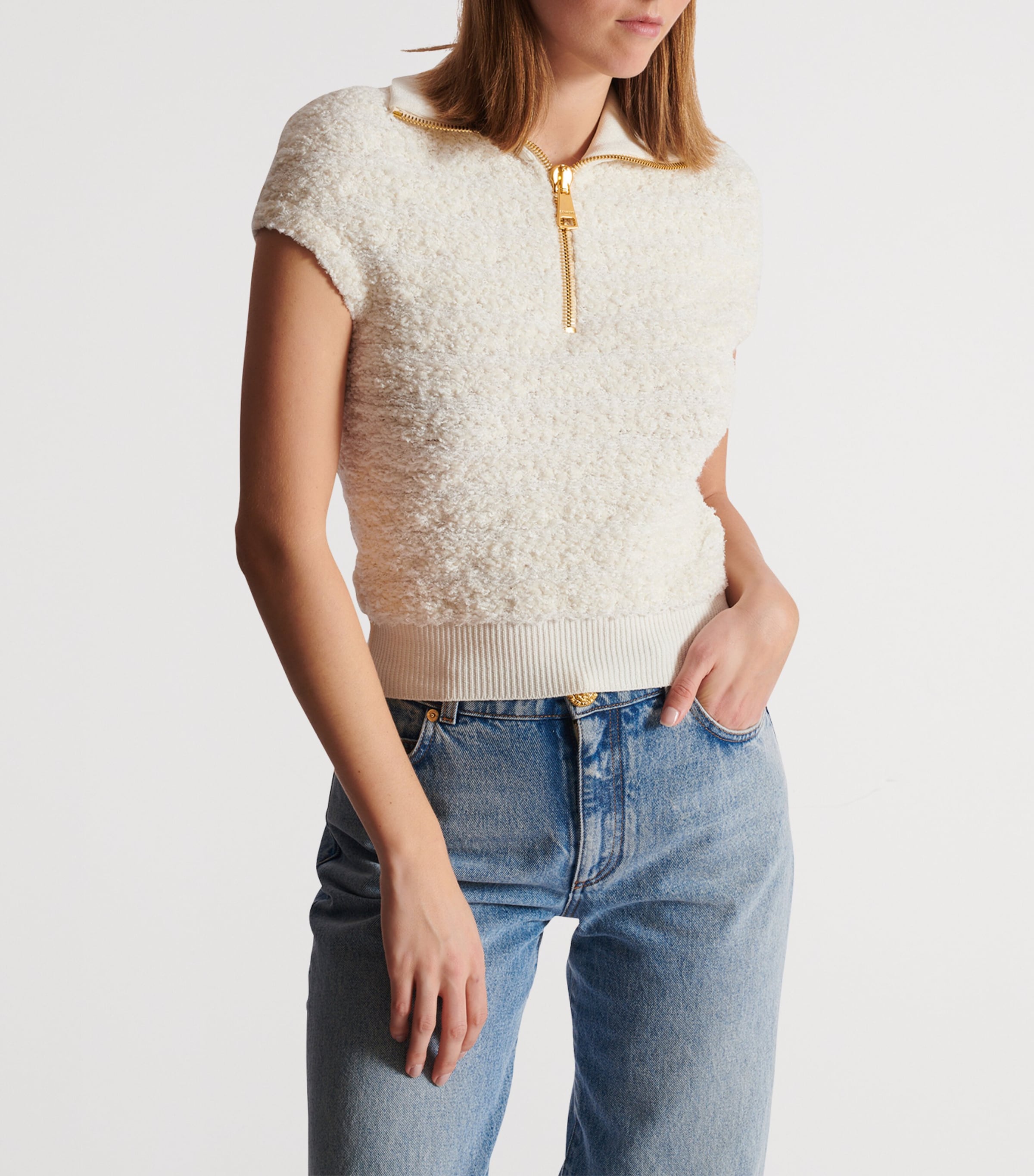 Tweed Half-Zip Top 0KA NATUREL Image 3