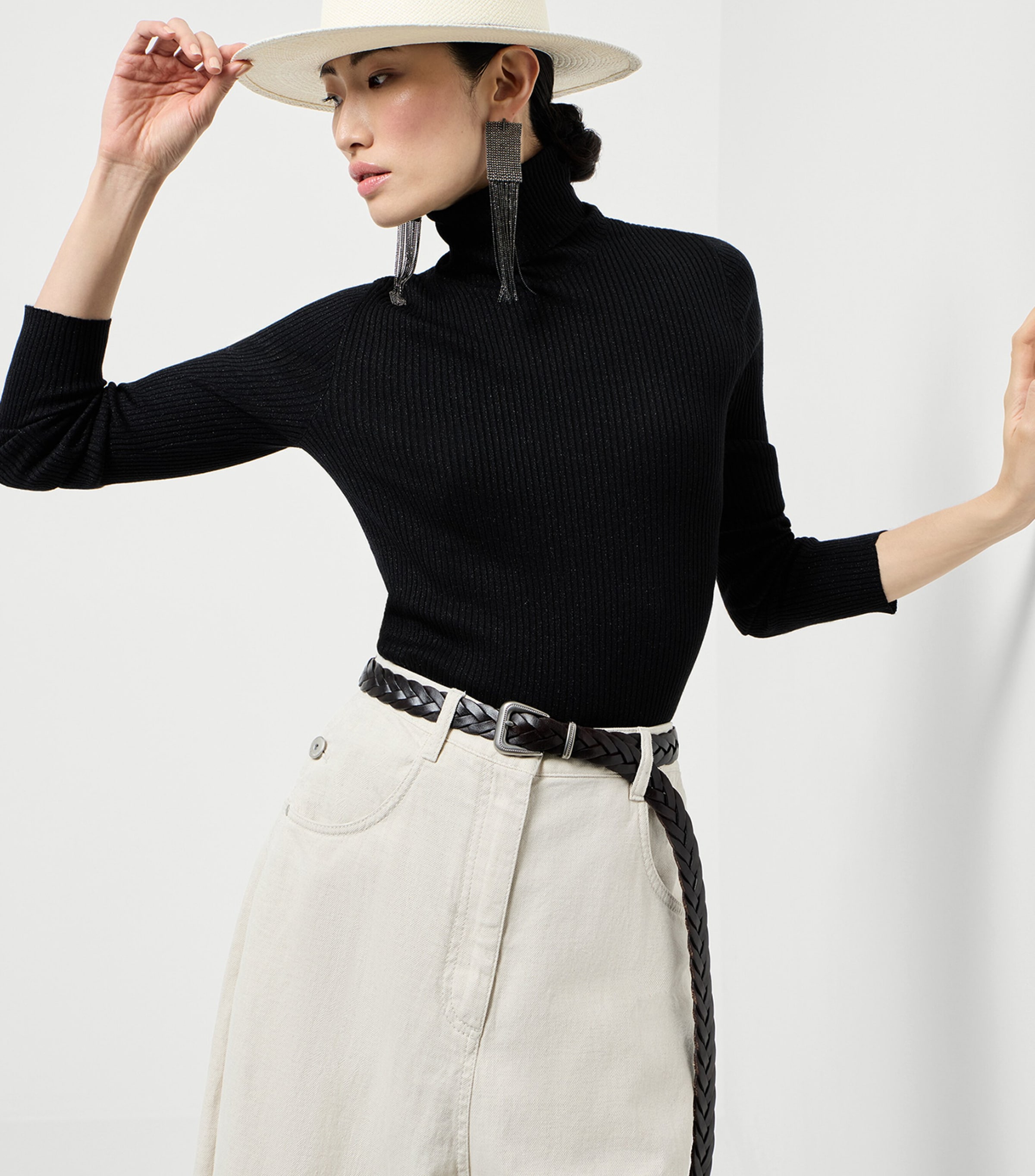 Brunello Cucinelli Womens Cashmere-Silk-Blend Rollneck Sweater Image 6