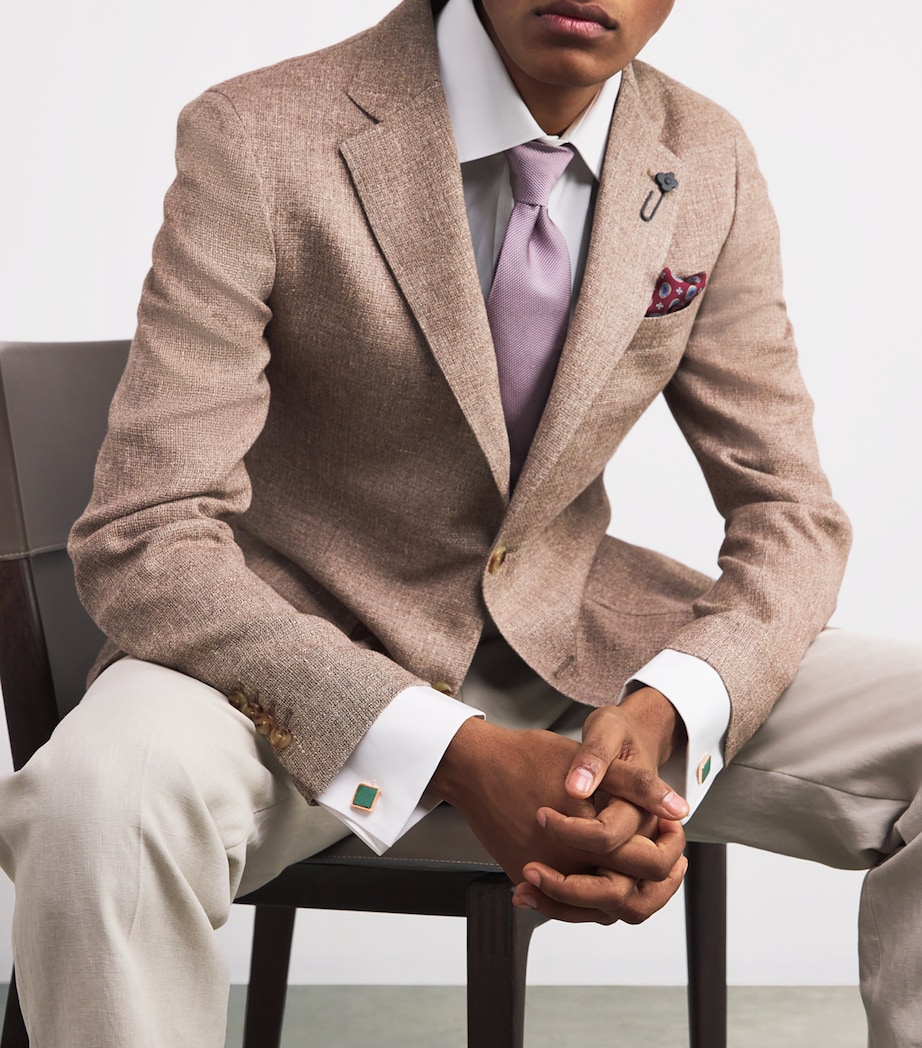 Rose Gold-Plated Key Stone Cufflinks GREEN Image 5