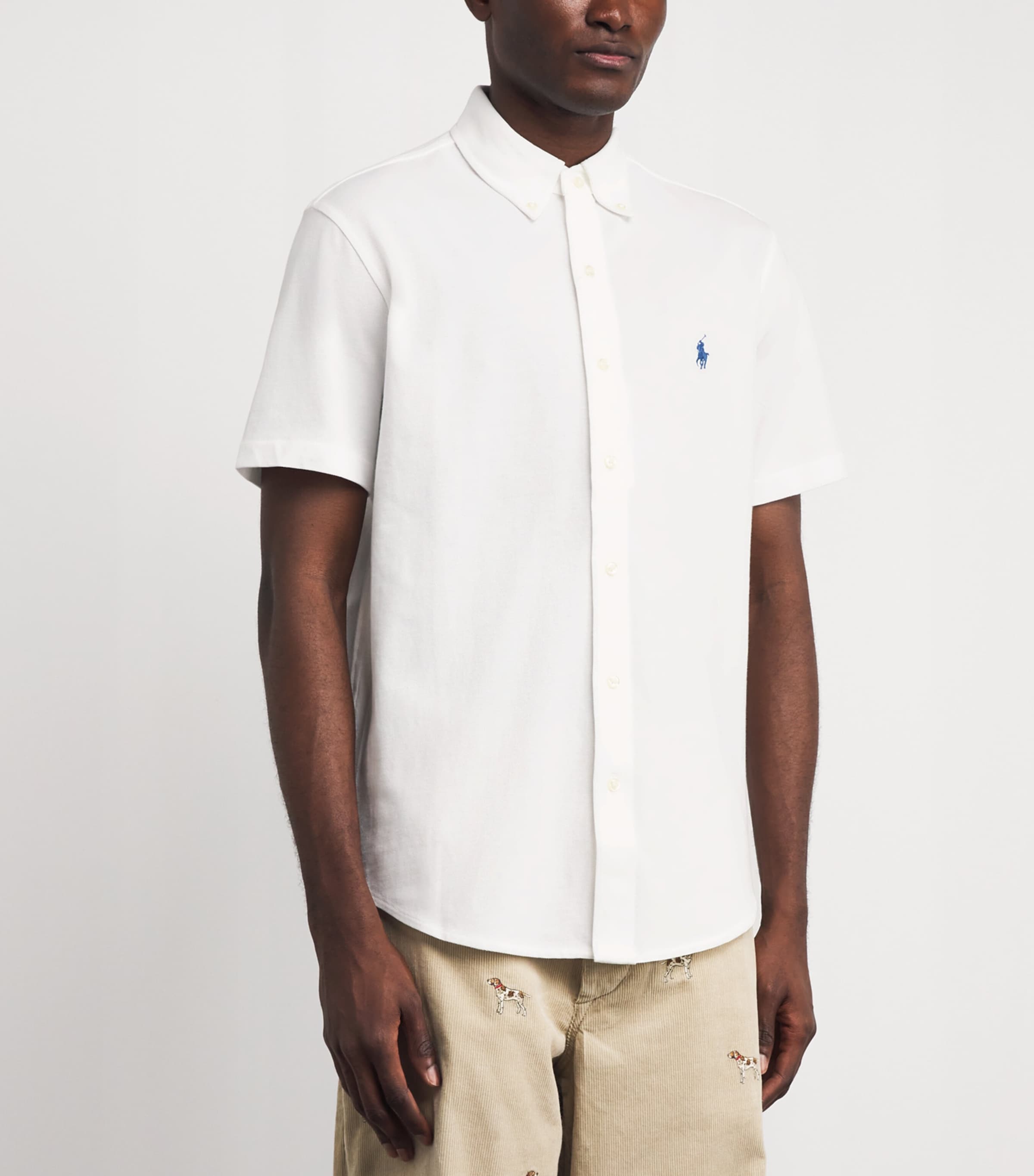 Polo Ralph Lauren Mens Cotton Short-Sleeve Featherweight Mesh Shirt White Image 4