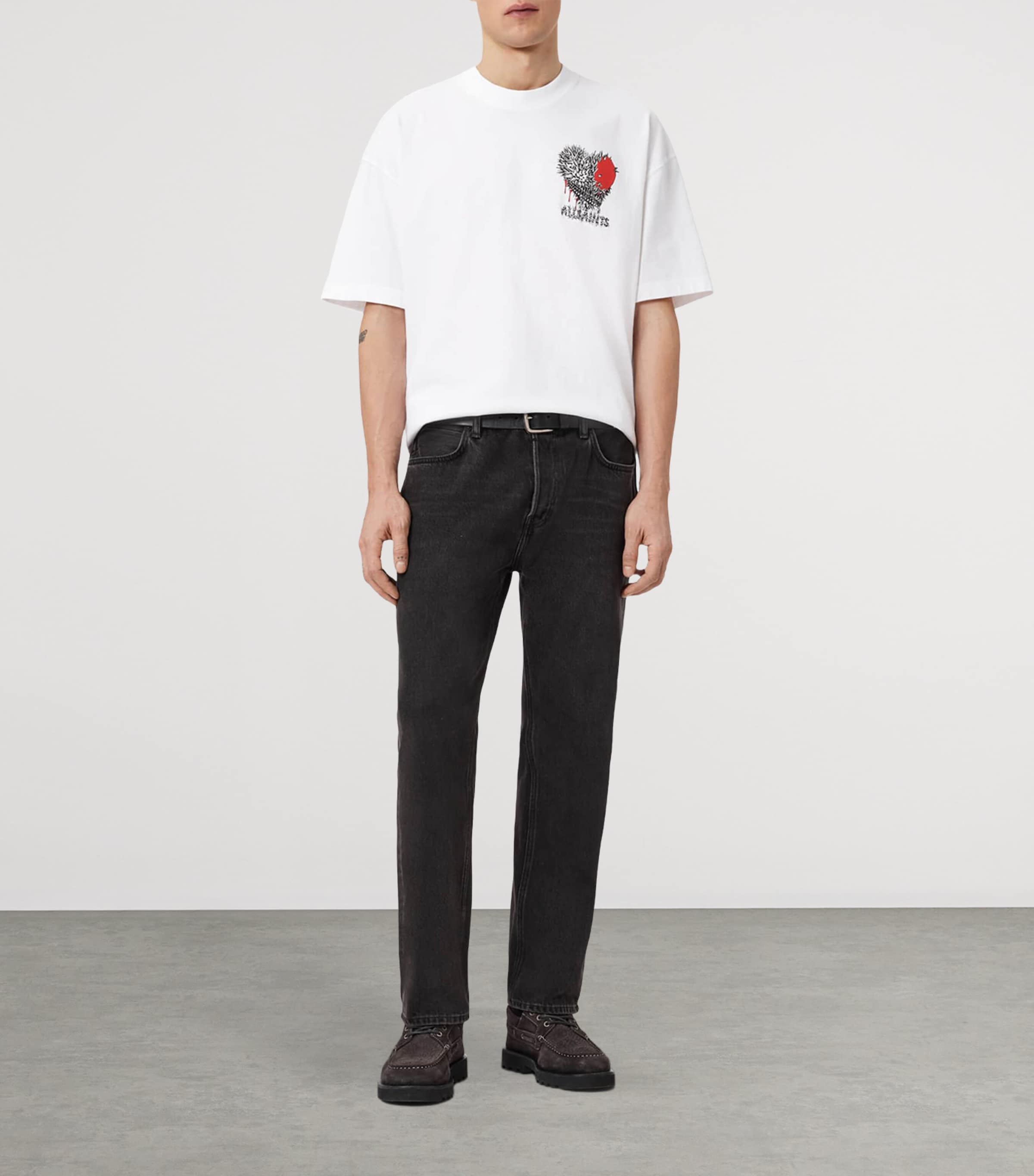 AllSaints Mens Organic Cotton Chaste T-Shirt Optic White Image 2