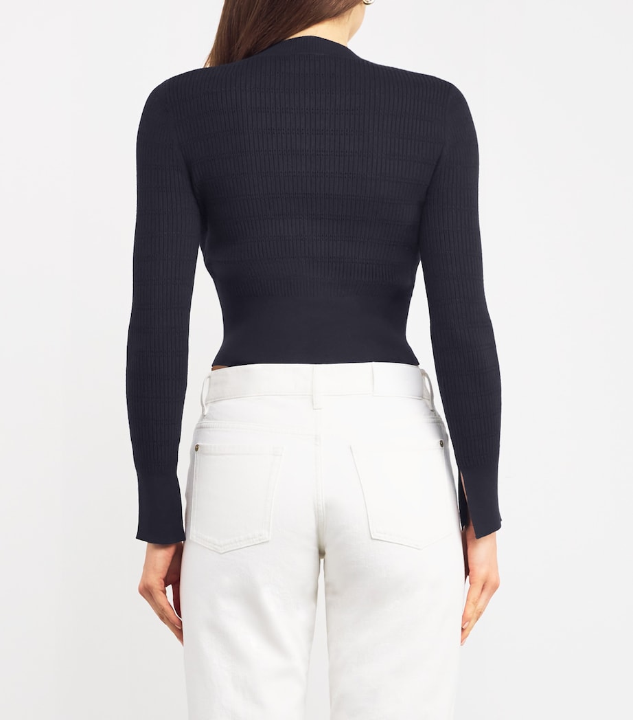 Bow-Embellished Cut-Out Sweater NAVY Image 4