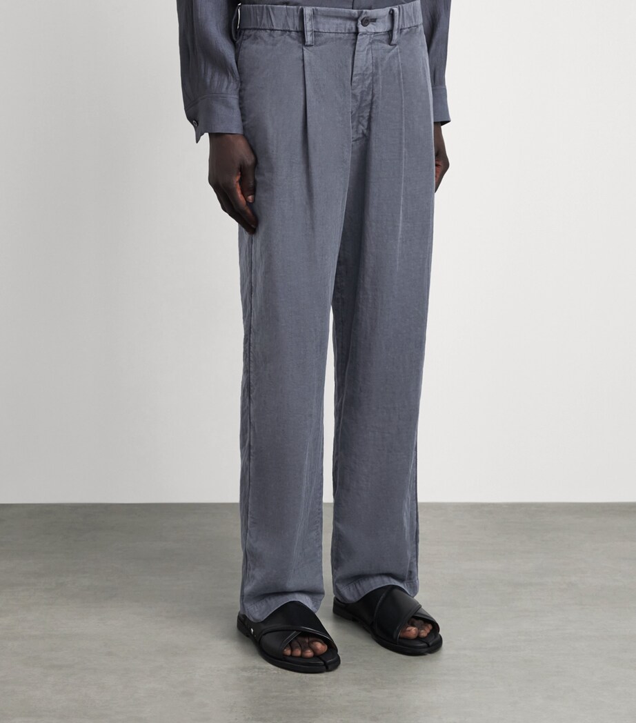 IM MEN Mens Cotton Pigment-Dyed Trousers Charcoal Gray Image 4
