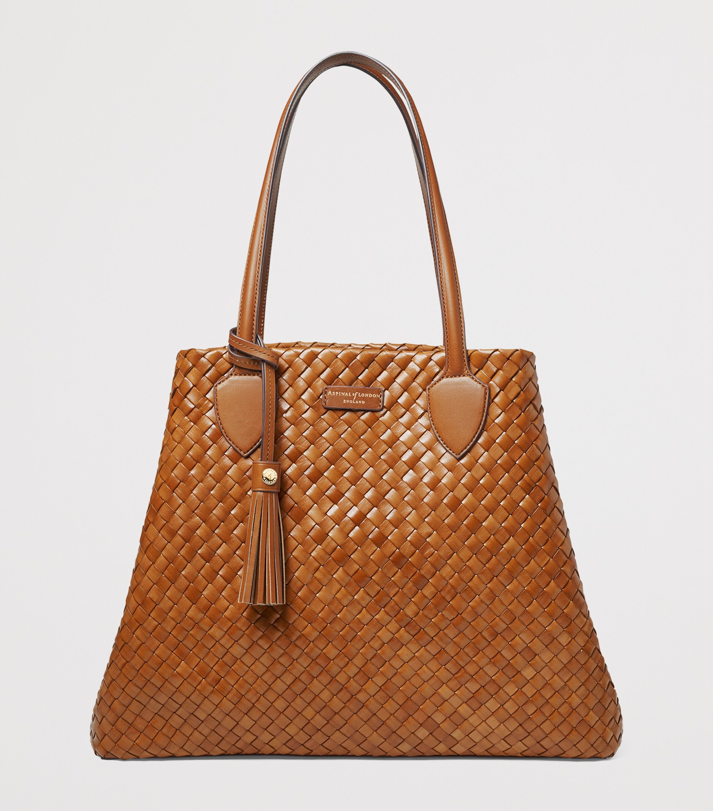 Large Woven Leather London Tote Bag TAN Image 4