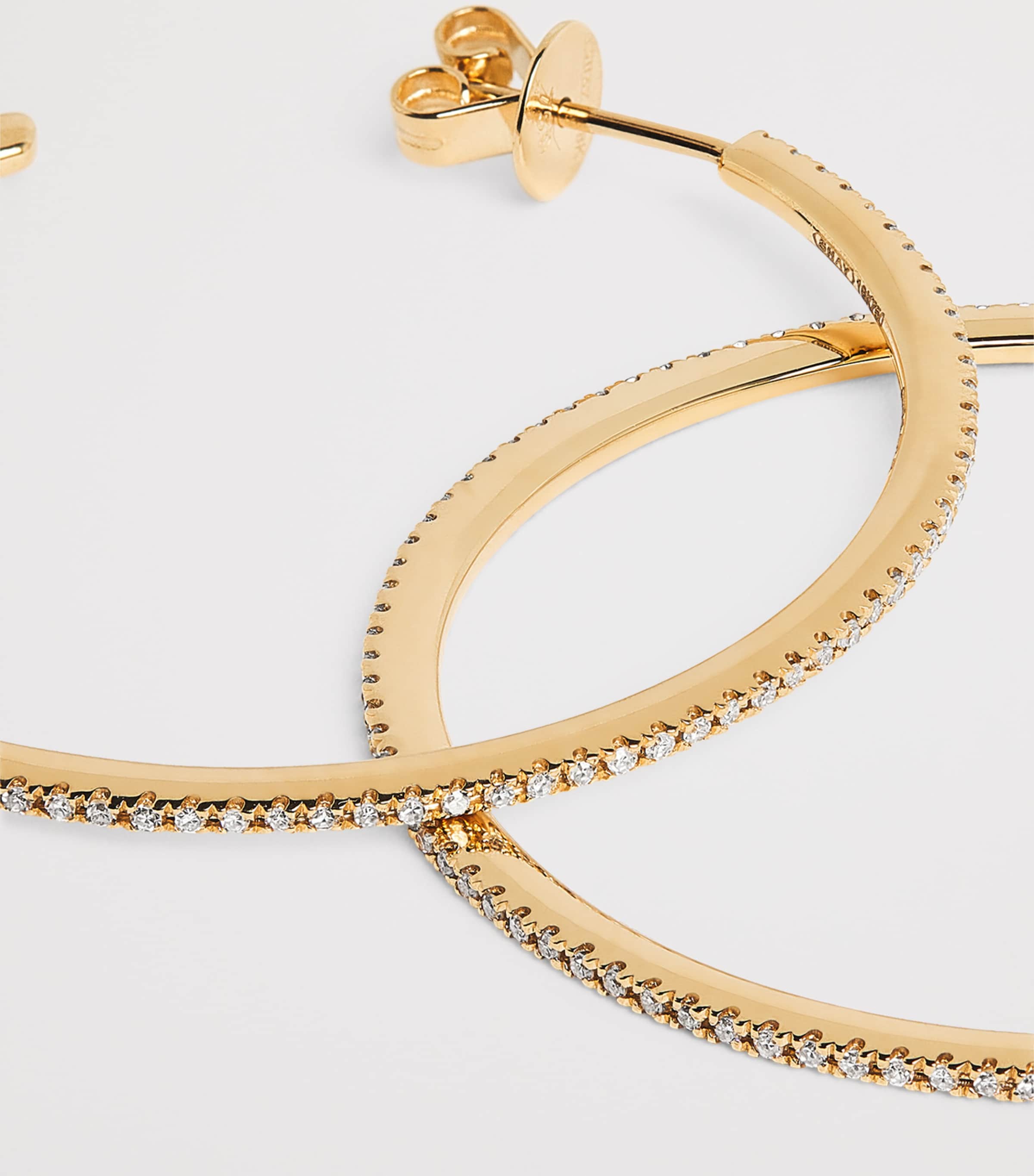 Yellow Gold and Diamond Pavé Hoop Earrings YELLOW GOLD Image 6