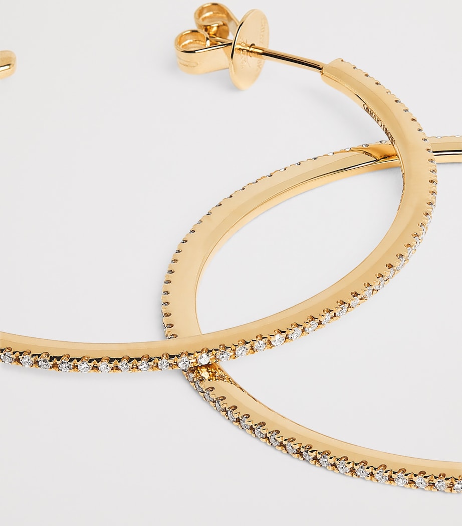 Yellow Gold and Diamond Pavé Hoop Earrings YELLOW GOLD Image 6