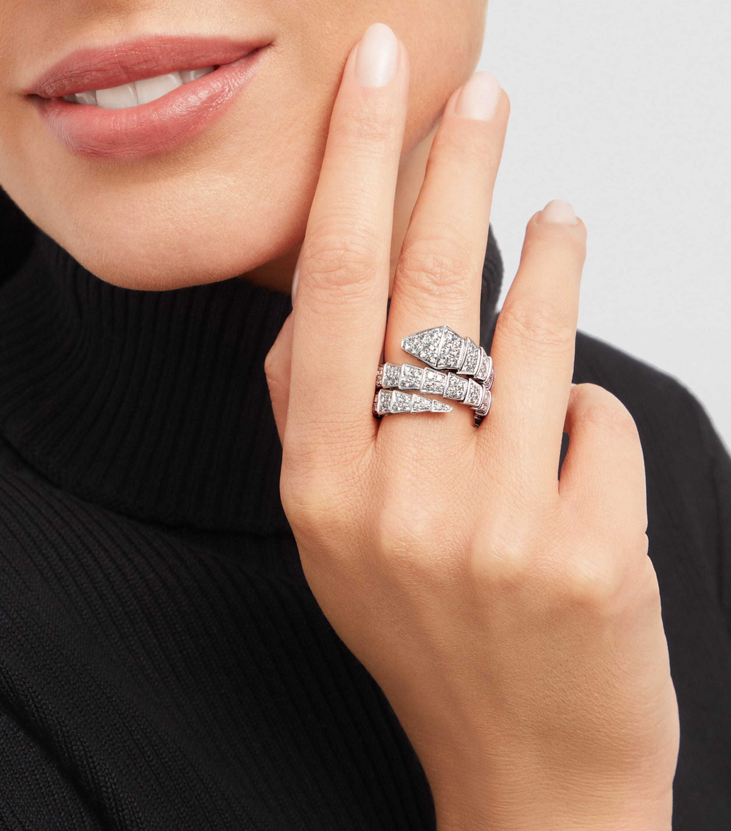 White Gold and Diamond Serpenti Viper Ring WHITE GOLD Image 3