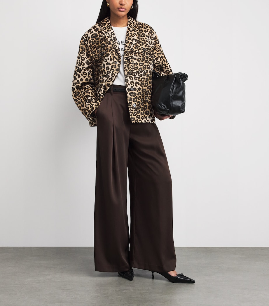 ANINE BING Womens Cotton-Blend Flynn Jacket Leopard Image 2