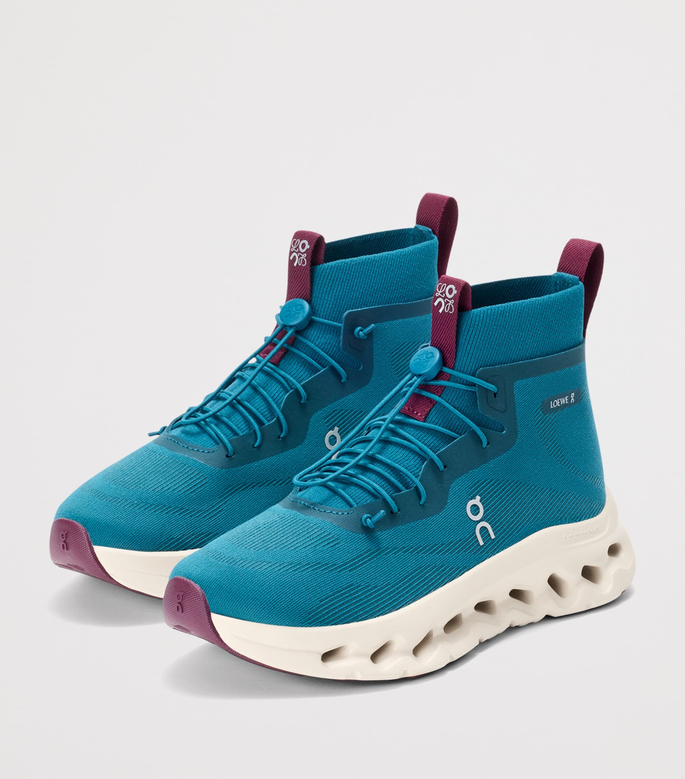 LOEWE Mens x On Cloudtilt High-Top Trainers Teal/oatmeal/burgun Image 2