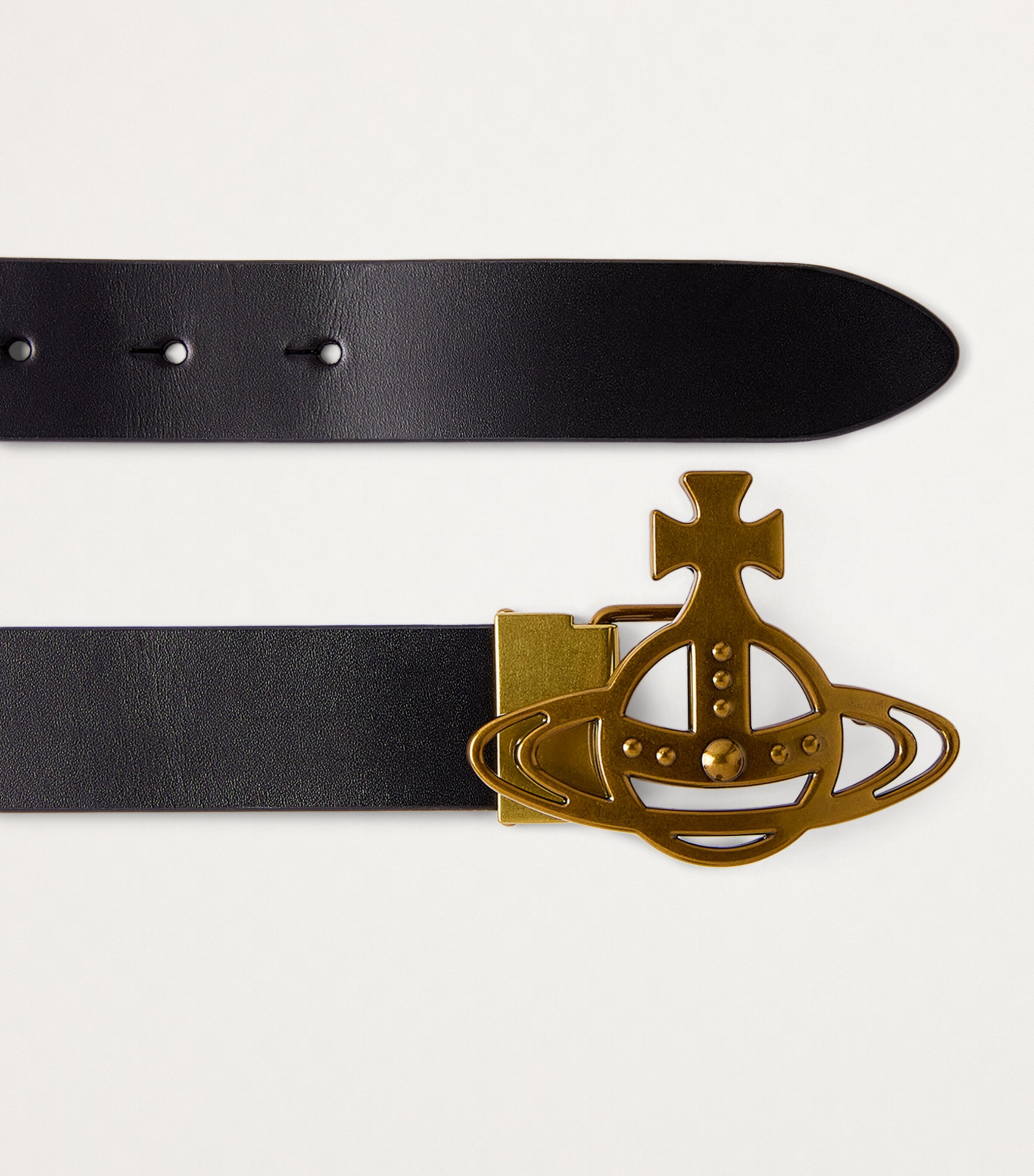 Leather Line Orb Buckle Belt N401 BLACK Image 4