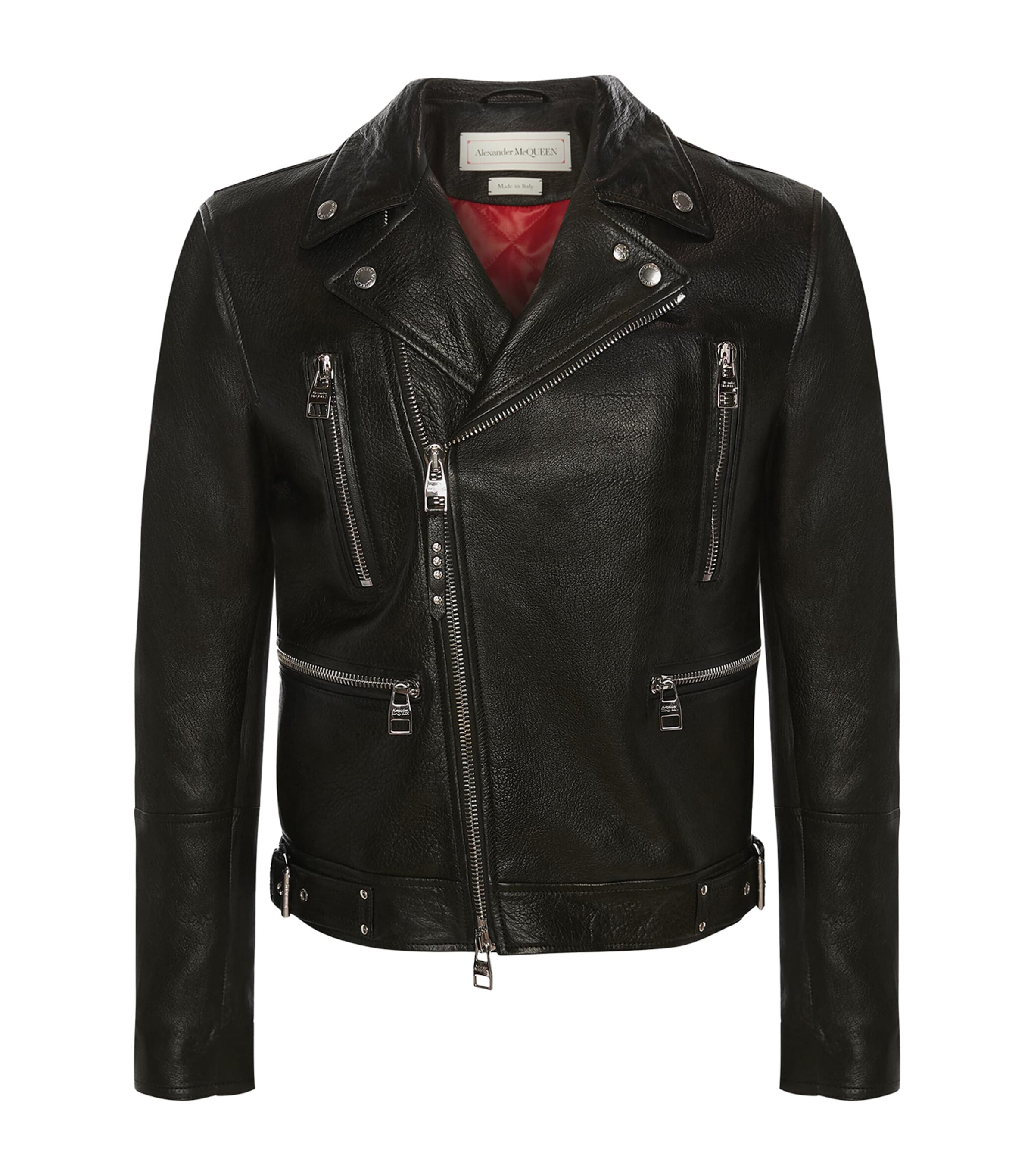 Shop Alexander Mcqueen Leather Biker Jacket In Black