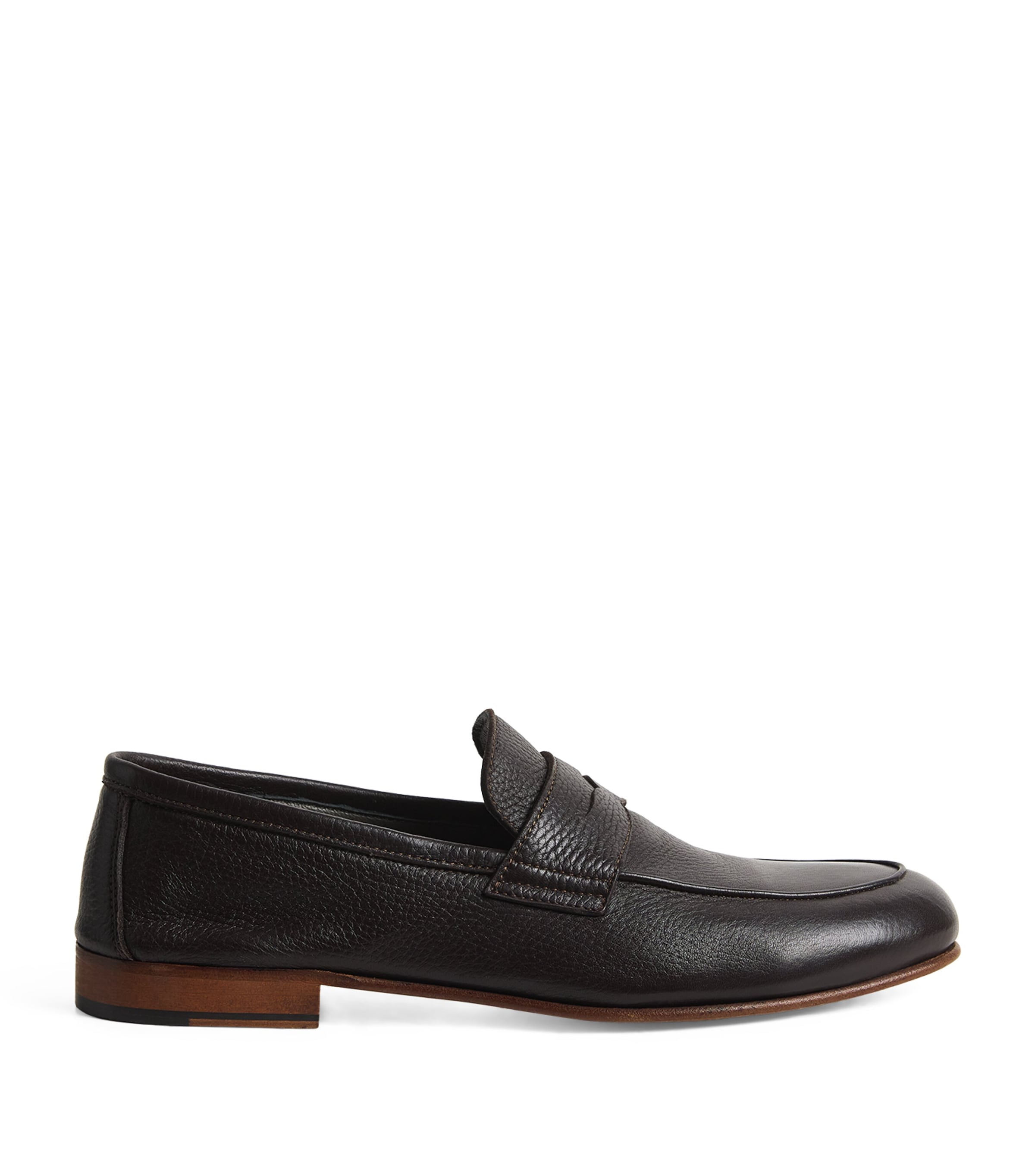 Corneliani Grained Leather Loafers In Brown