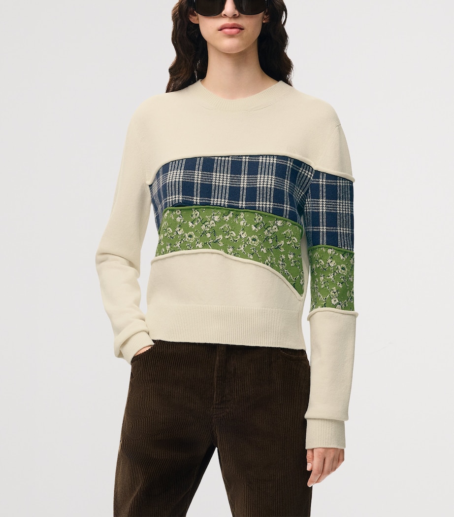 LOEWE Womens x Cosima Von Bonin Wool-Blend Patchwork Sweater White/multicolor Image 3