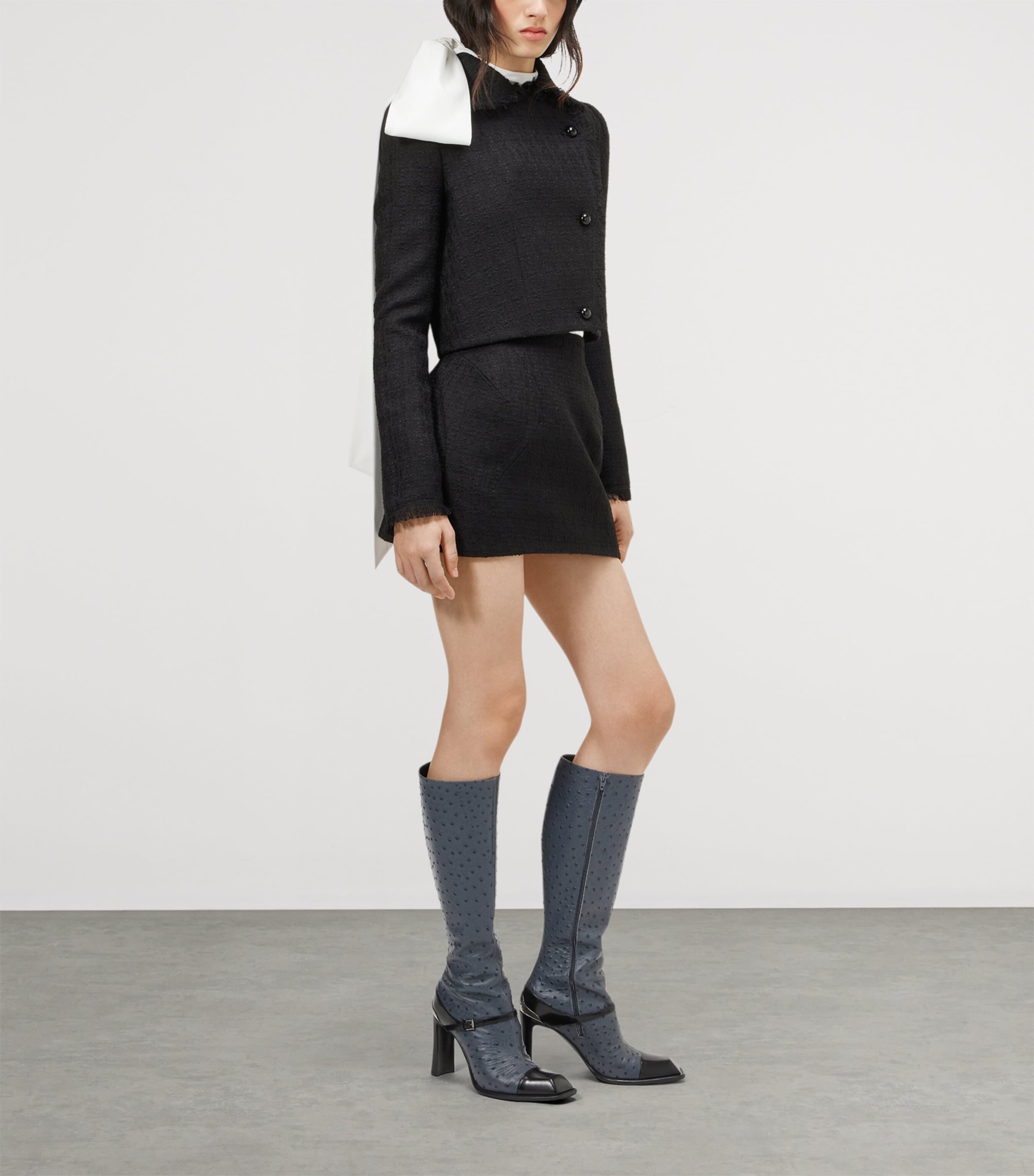 McQueen Womens Wool-Blend Tweed Mini Skirt Image 4