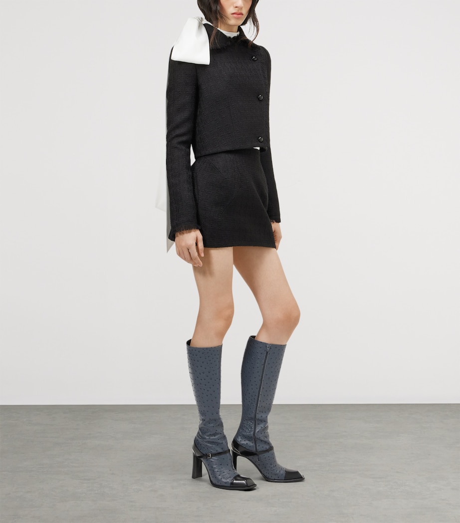 McQueen Womens Wool-Blend Tweed Mini Skirt Image 4