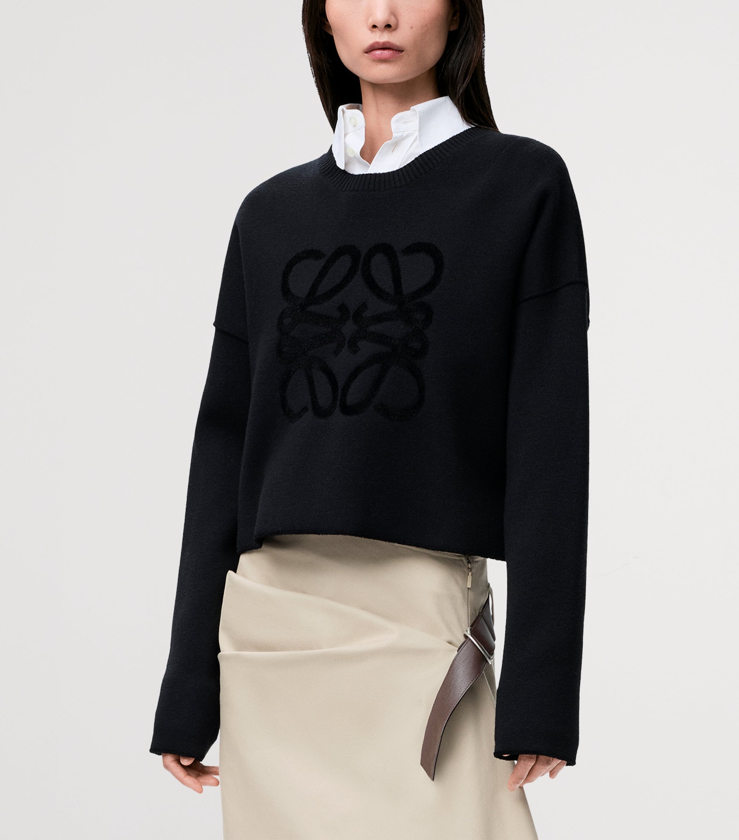 Wool-Blend Anagram Sweater BLACK Image 3