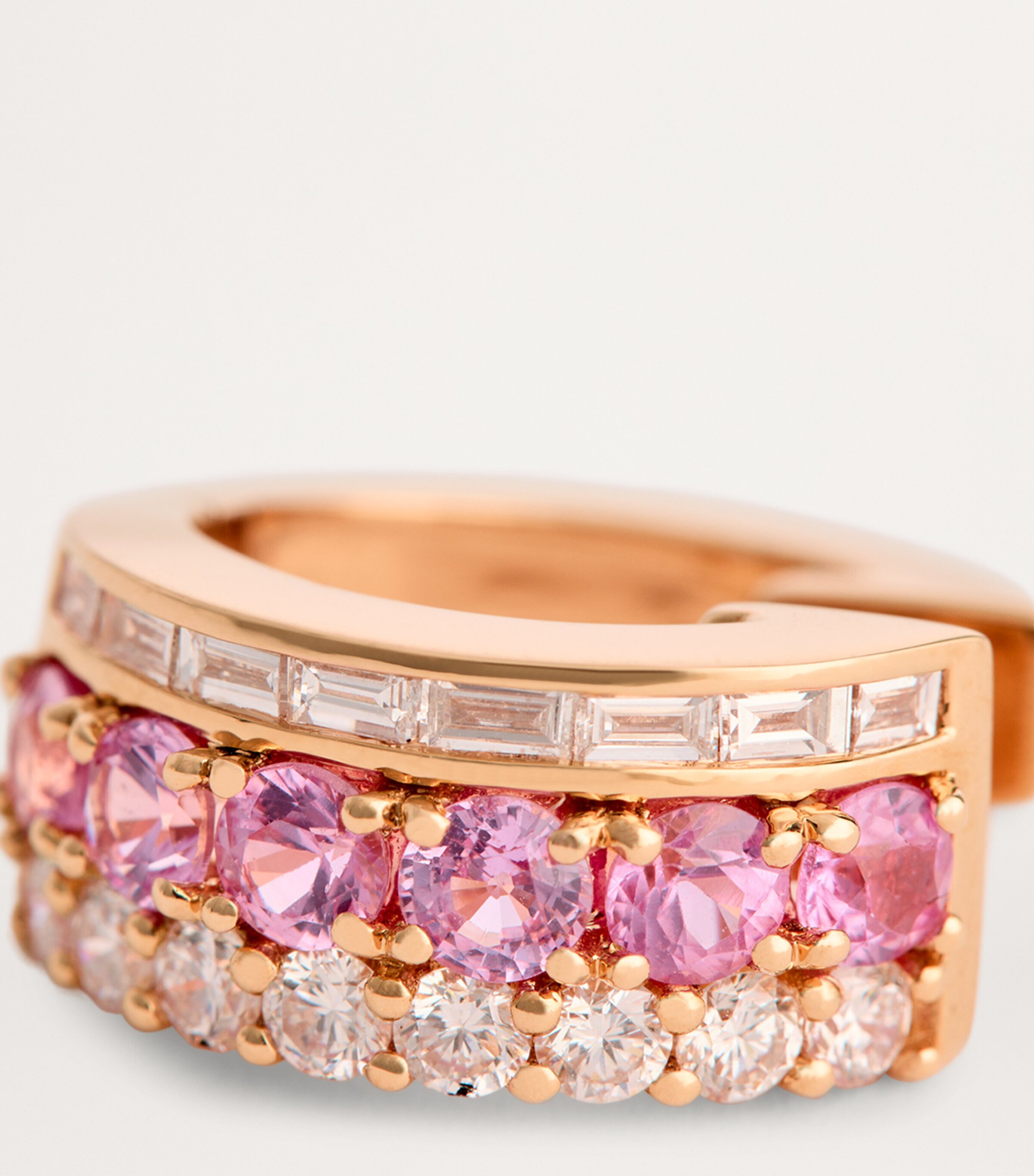 Rose Gold, Pink Sapphire and Diamond Lola Huggie Earrings ROSE GOLD Image 6